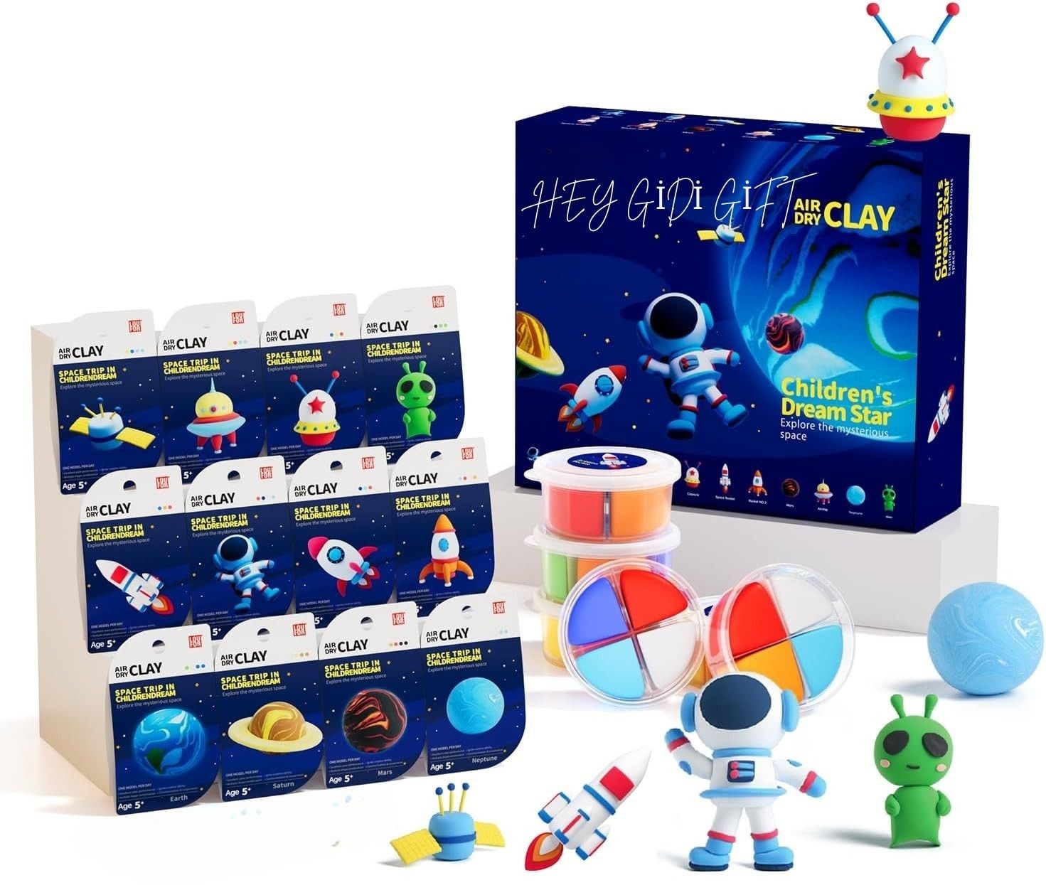 Uzay Temalı Oyun Hamuru Seti – Astronot, Gezegen ve Roket Figürleri | Eğlenceli & Eğitici Hava İle Kuruyan Kil Hamuru Çocuk Aktivite Seti