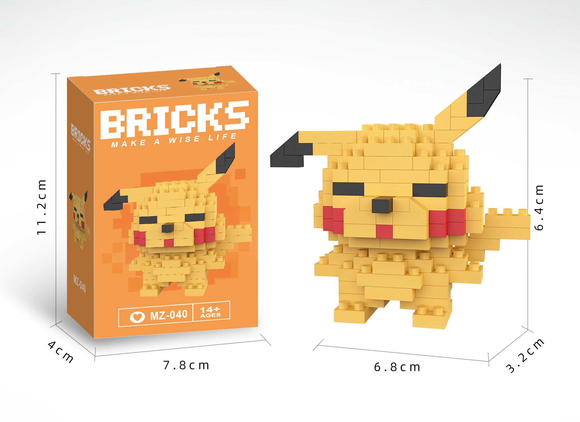 Bricks 3D Yapboz Puzzle / Pikachu Sevimli Figür / Eğlenceli Setler / Hobi+