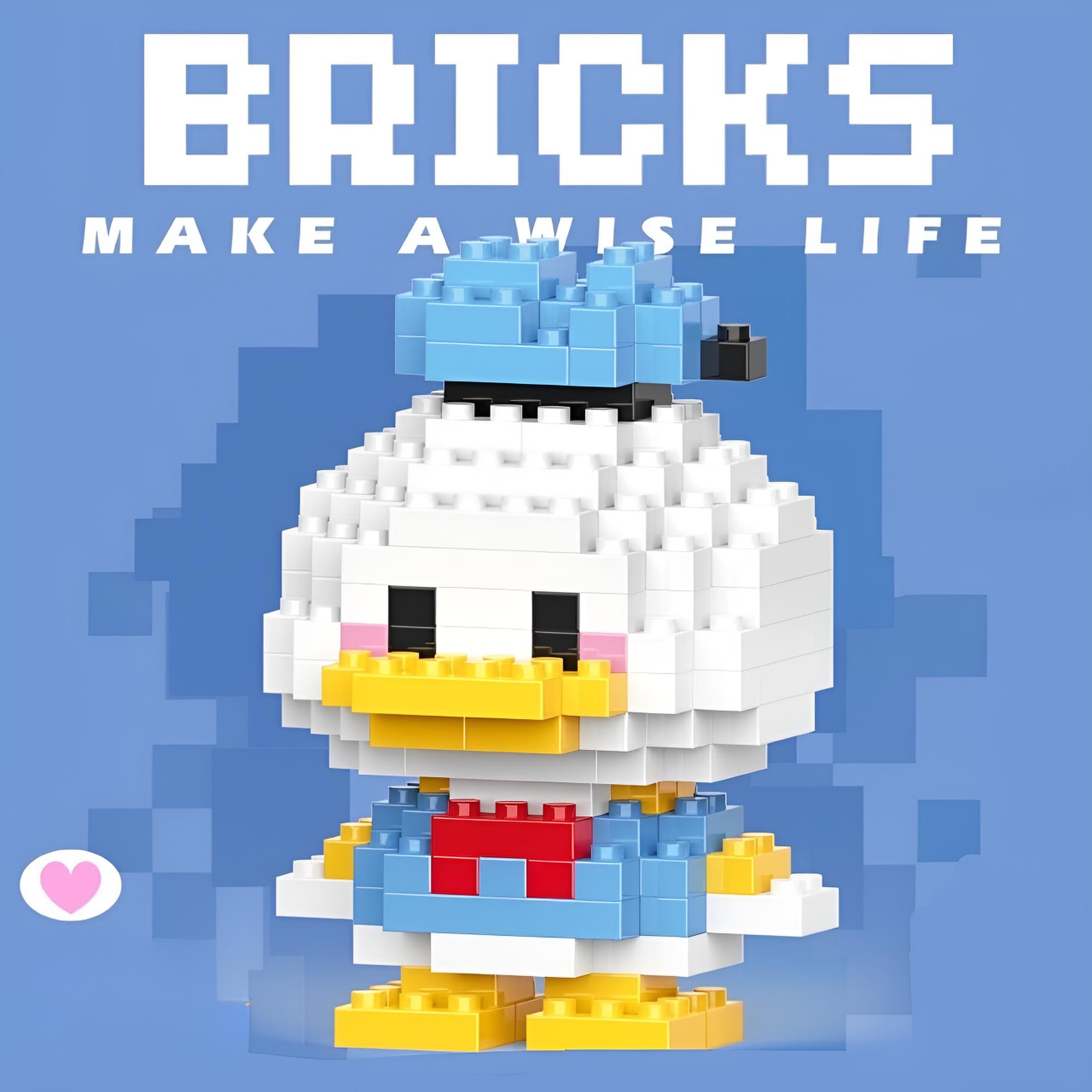 Bricks 3D Yapboz Puzzle / Donald Duck Sevimli Figür / Eğlenceli Setler / Hobi+
