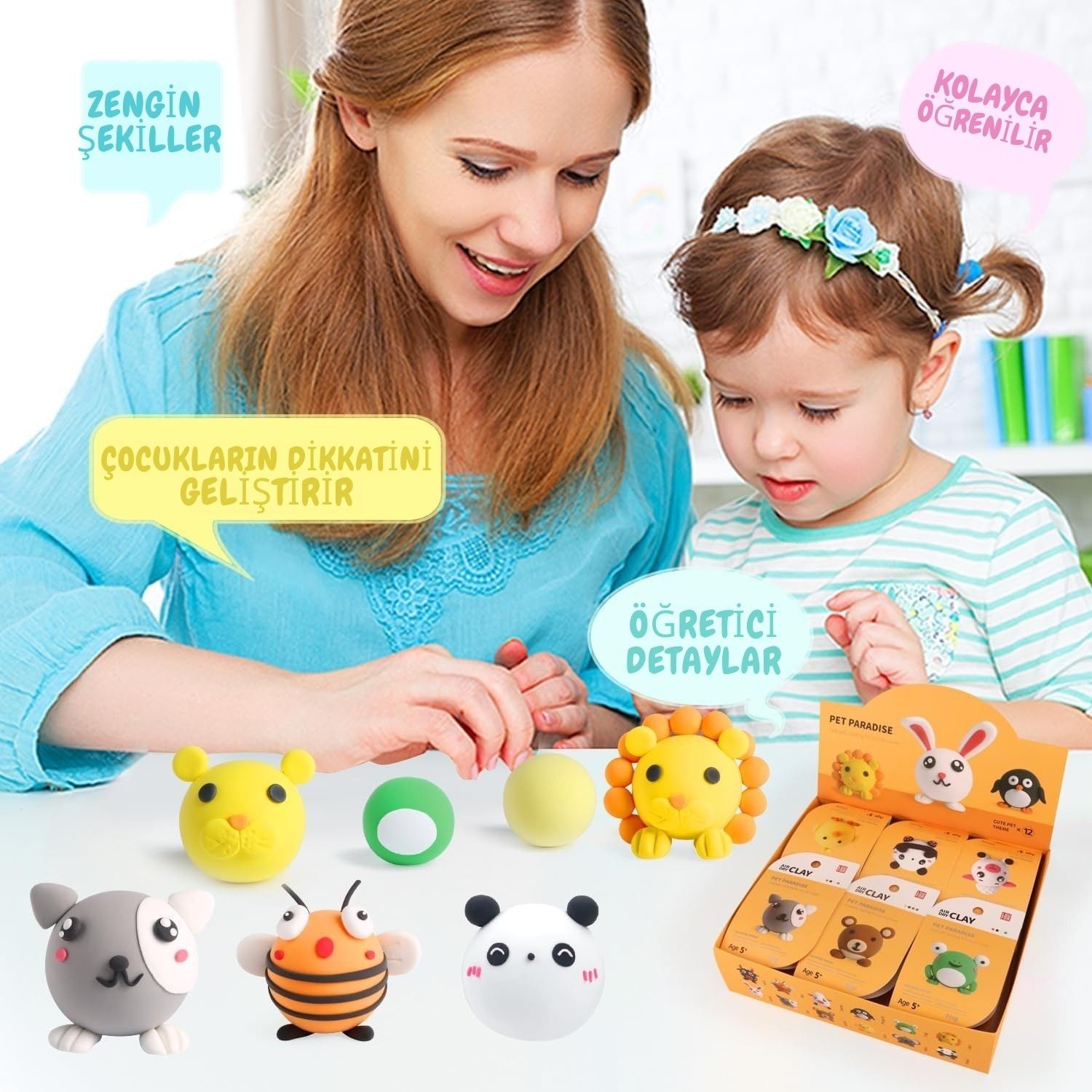 Hayvan Temalı Oyun Hamuru Seti – Koala & Aslan Figürleri | Çocuklar İçin Eğlenceli & Eğitici Hava İle Kuruyan Kil Hamuru Aktivite Seti