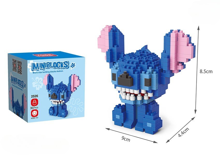  Bricks 3D Yapboz Puzzle / Stitch - Angel Sevimli Figür / Eğlenceli 2'Li Set / Hobi+