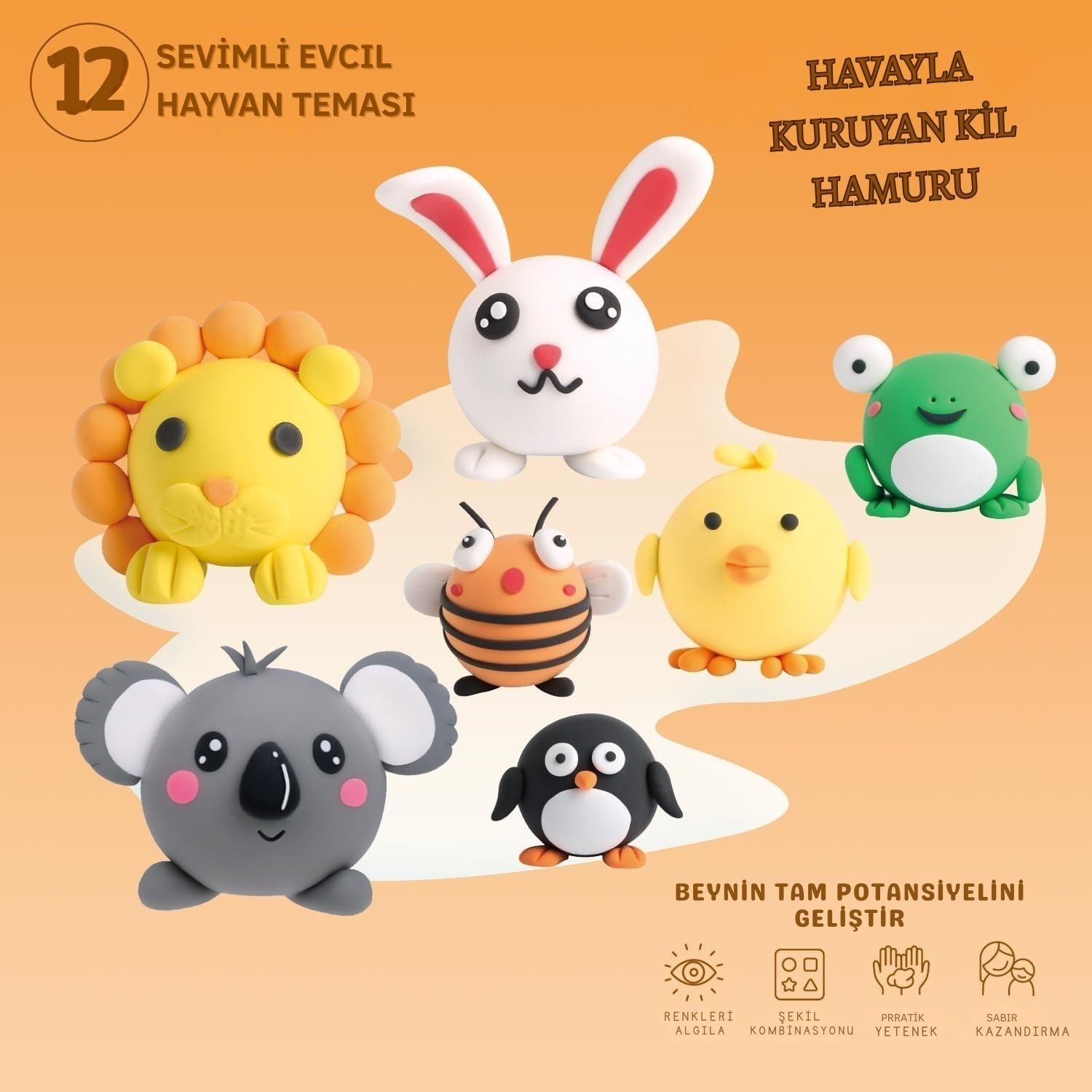 Hayvan Temalı Oyun Hamuru Seti – Koala & Aslan Figürleri | Çocuklar İçin Eğlenceli & Eğitici Hava İle Kuruyan Kil Hamuru Aktivite Seti