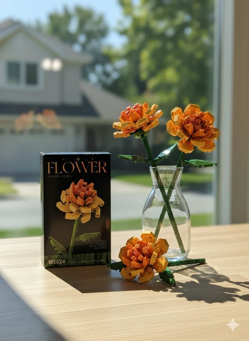 Botanical Mini Çicek Lego Seti - Dekoratif Çiçek Yapım Seti - Dekoratif Ev & Ofis Süsü | Hediyelik