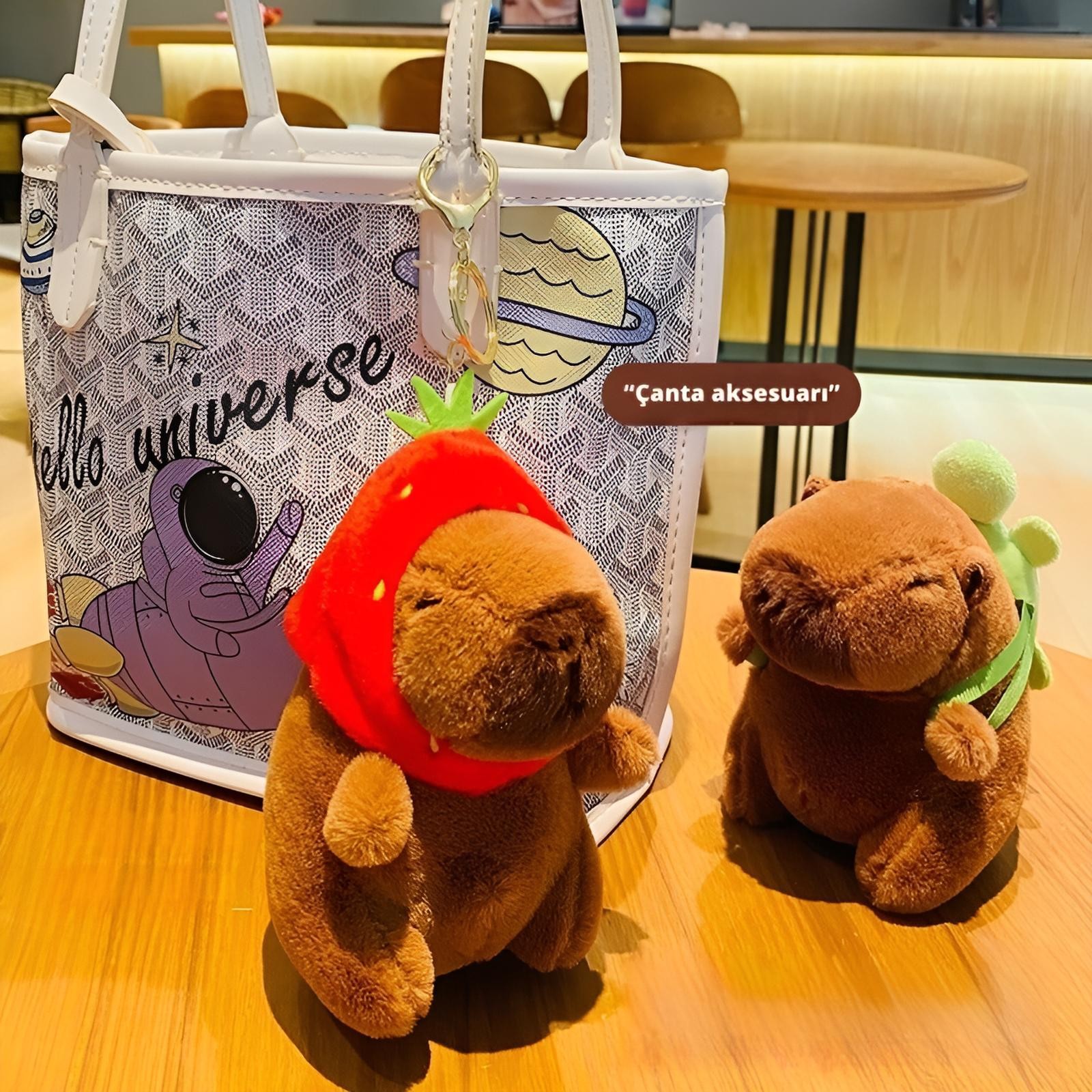 Sevimli Kapibara Peluş / Yeşil Sülfat / Peluş Anahtarlık / Capybara Oyuncak / Yüksek Kalite