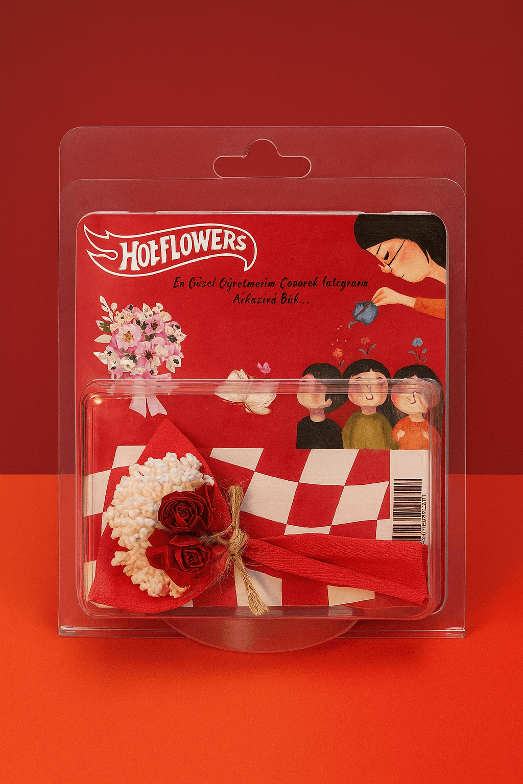 Mini Buket Love Flowers Öğretmenler Günü Temalı Pembe Çiçek, Öğretmenler Günü Hediyesi, Hot
