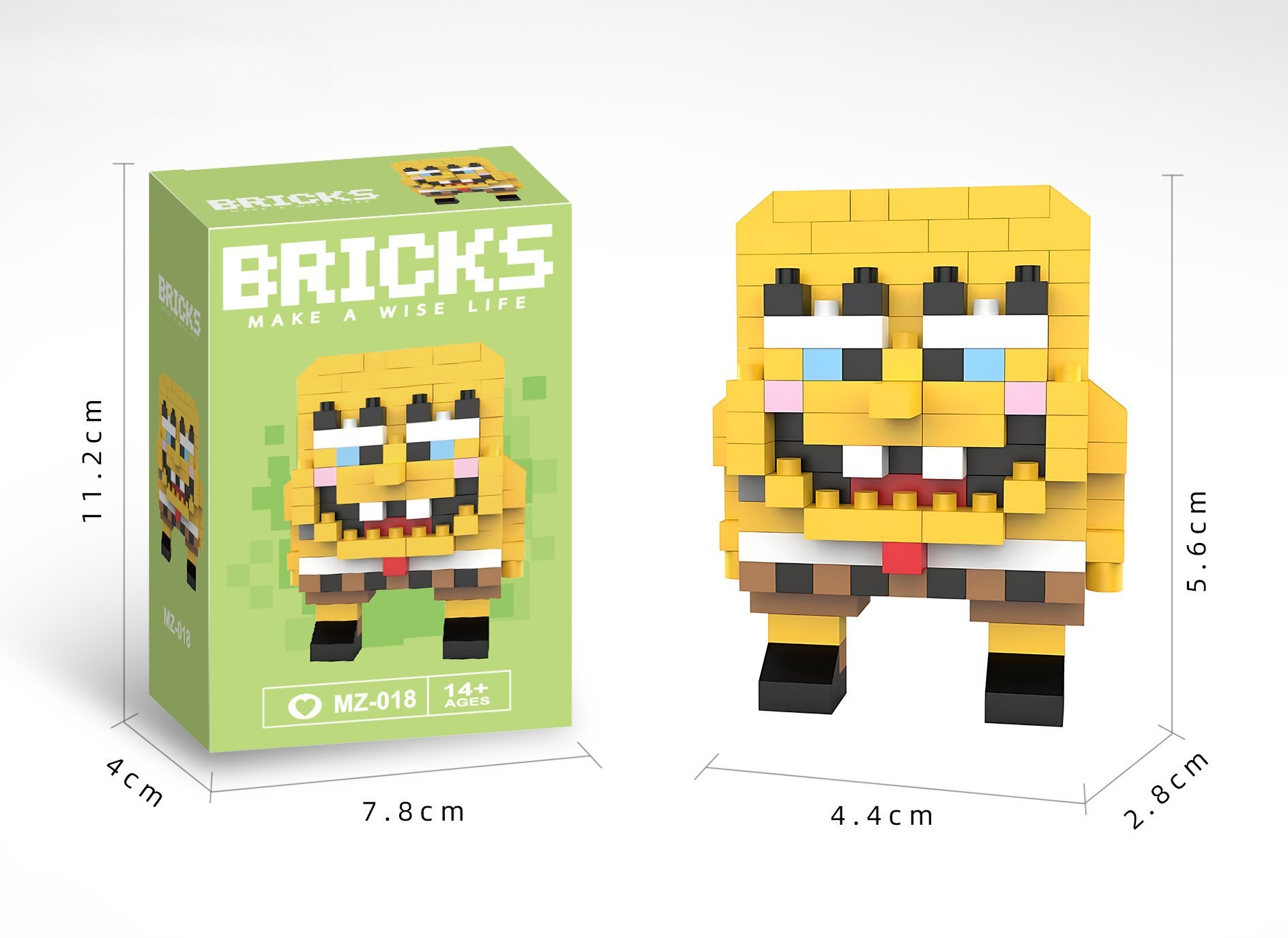 Bricks 3D Yapboz Puzzle / Sünger Bob Sevimli Figür / Eğlenceli Setler / Hobi+