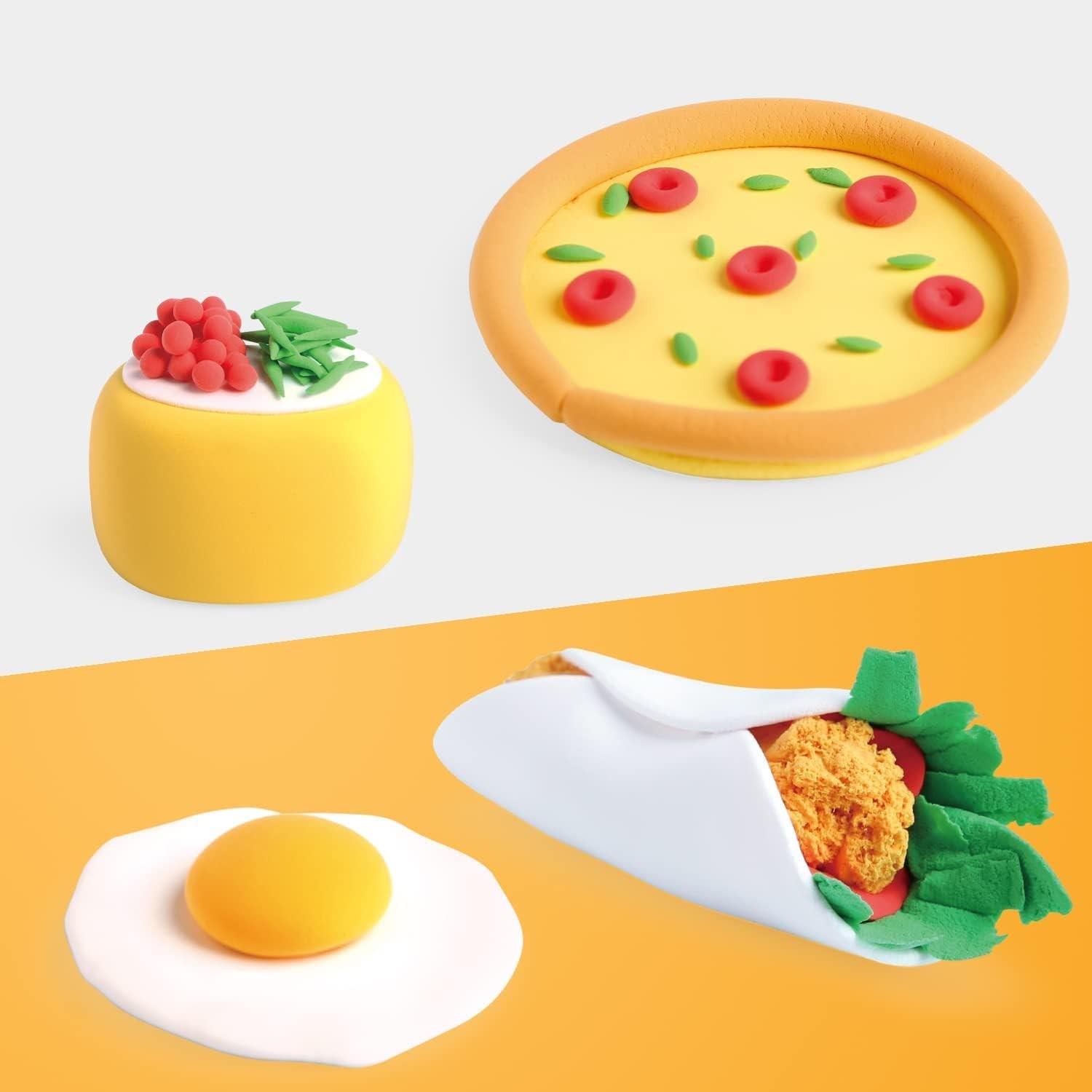 Yemek Temalı Oyun Hamuru Seti – Pizza & Hamburger Figürleri | Çocuklar İçin Eğlenceli & Eğitici Hava İle Kuruyan Kil Hamuru Aktivite Seti