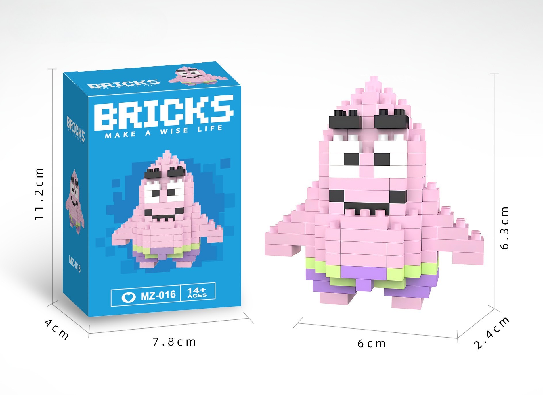 Bricks 3D Yapboz Puzzle / Patrick Sevimli Figür / Eğlenceli Setler / Hobi+