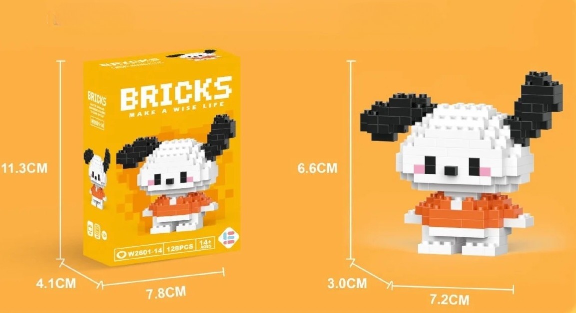 Bricks 3D Yapboz Puzzle / Pochacco Sevimli Figür / Eğlenceli Setler / Hobi+