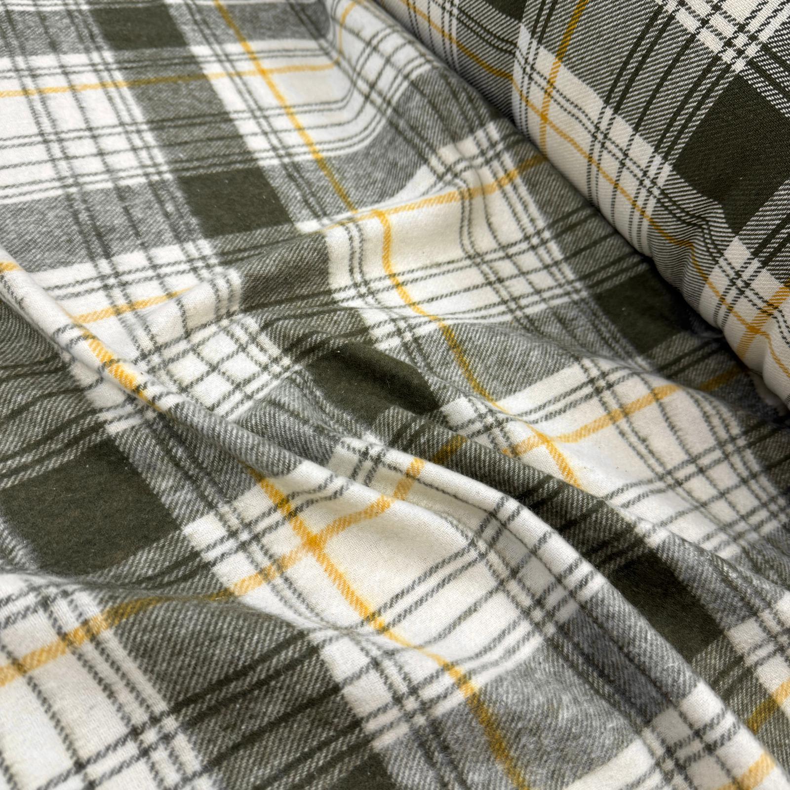 Tek Taraflı Yeşil Ekoseler Oduncu Kumaş