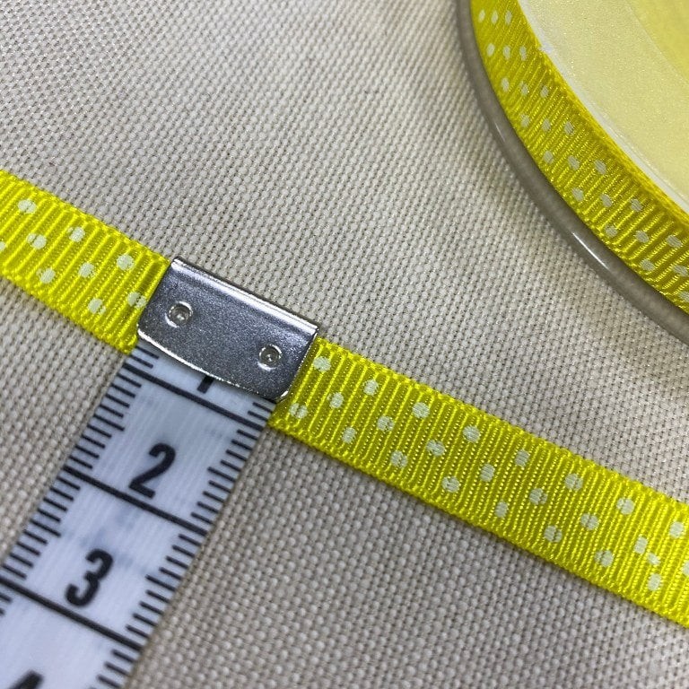 Neon Sarı Puantiyeli Grogren Metrelik Kurdele 1 Cm
