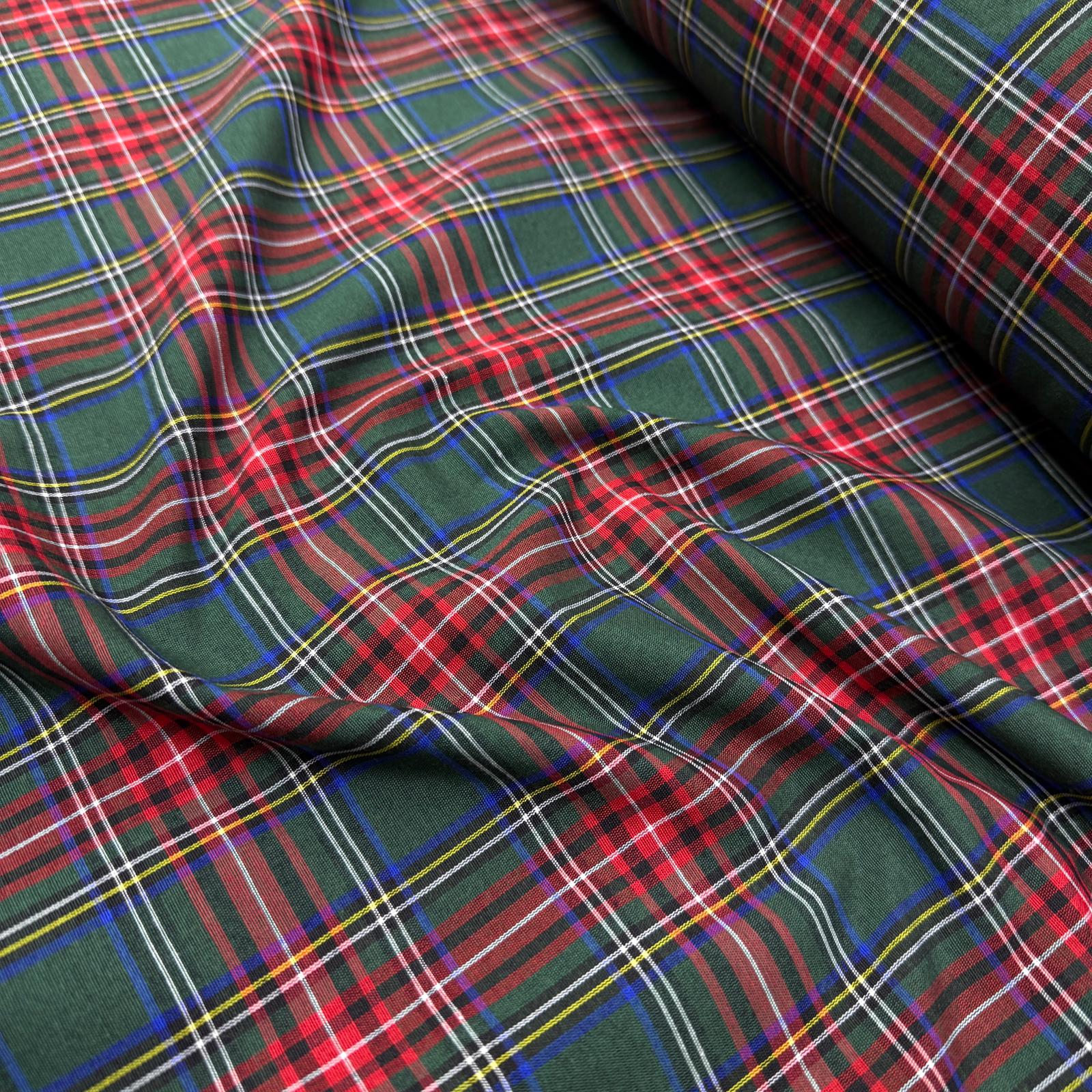 Yeşil Kırmızı Ekose Zefir Kumaş