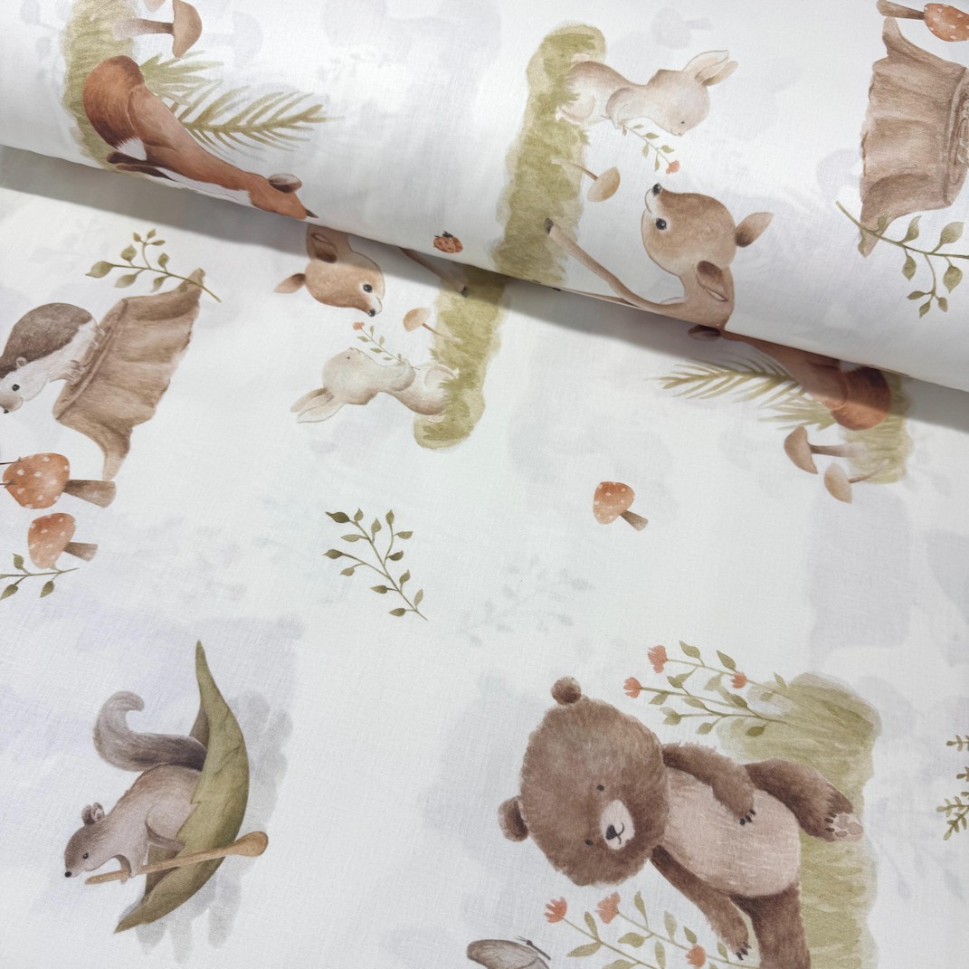 Masal Hayvanları Dijital Poplin Kumaş