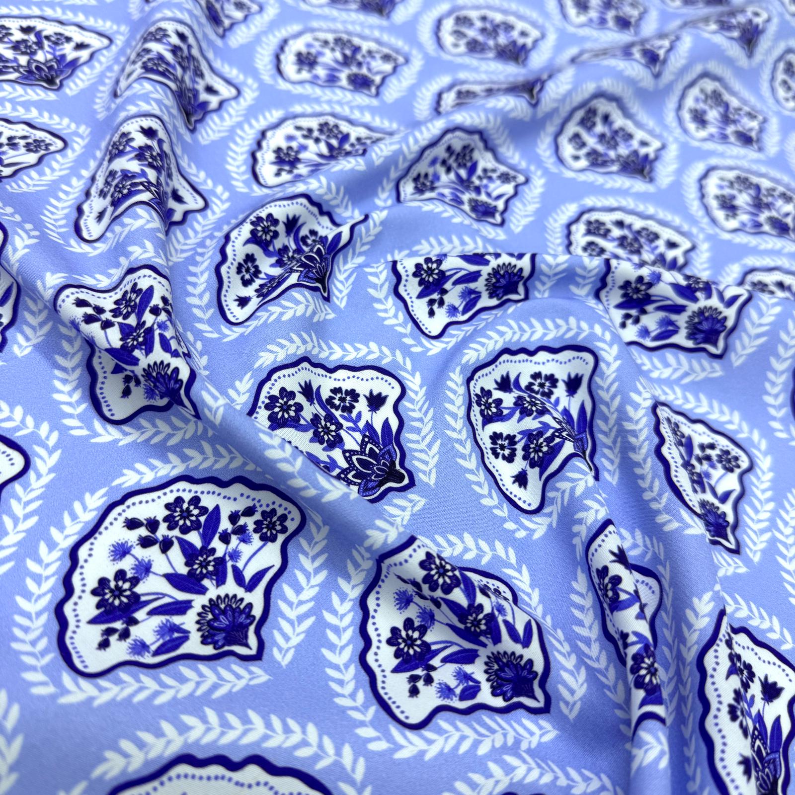 Mavi Demetler İntaşlar Markalı Poplin Kumaş