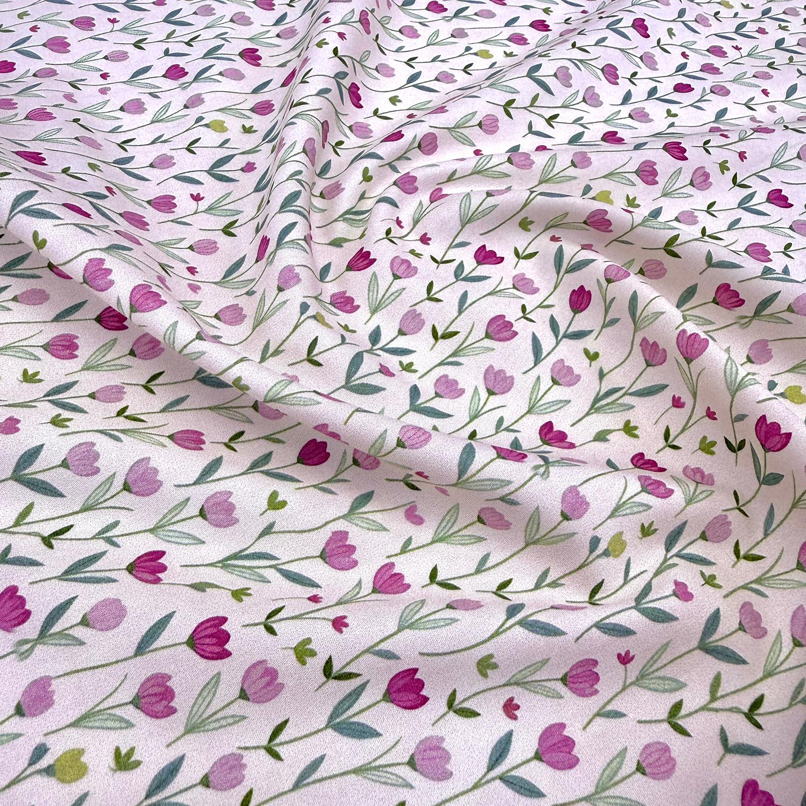 Pembe Çiçekler İntaşlar Markalı Poplin Kumaş