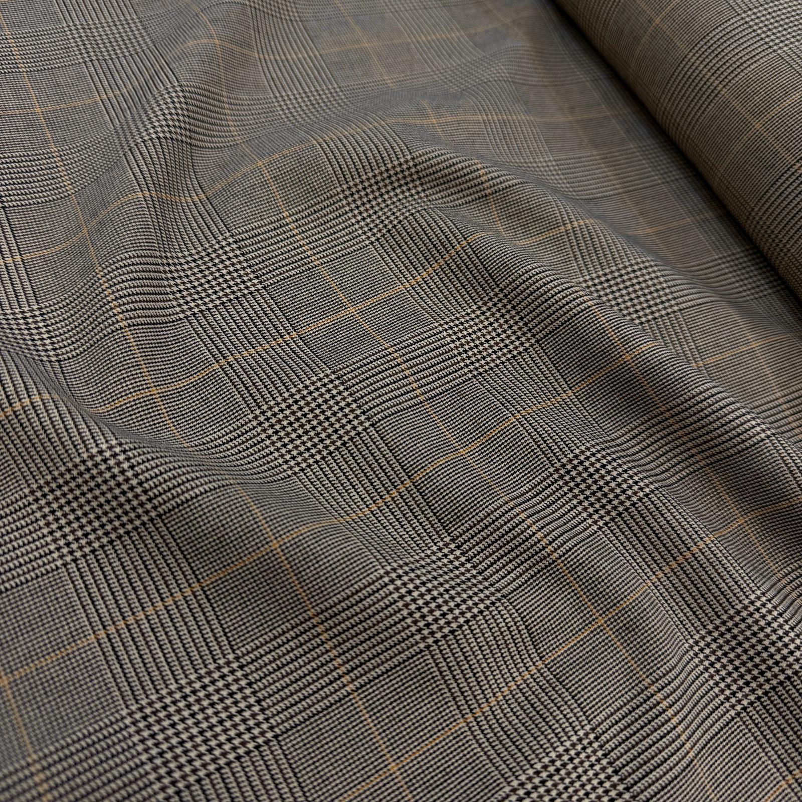 No 3 İpliği Boyalı Ekose Likralı Viskon Kumaş