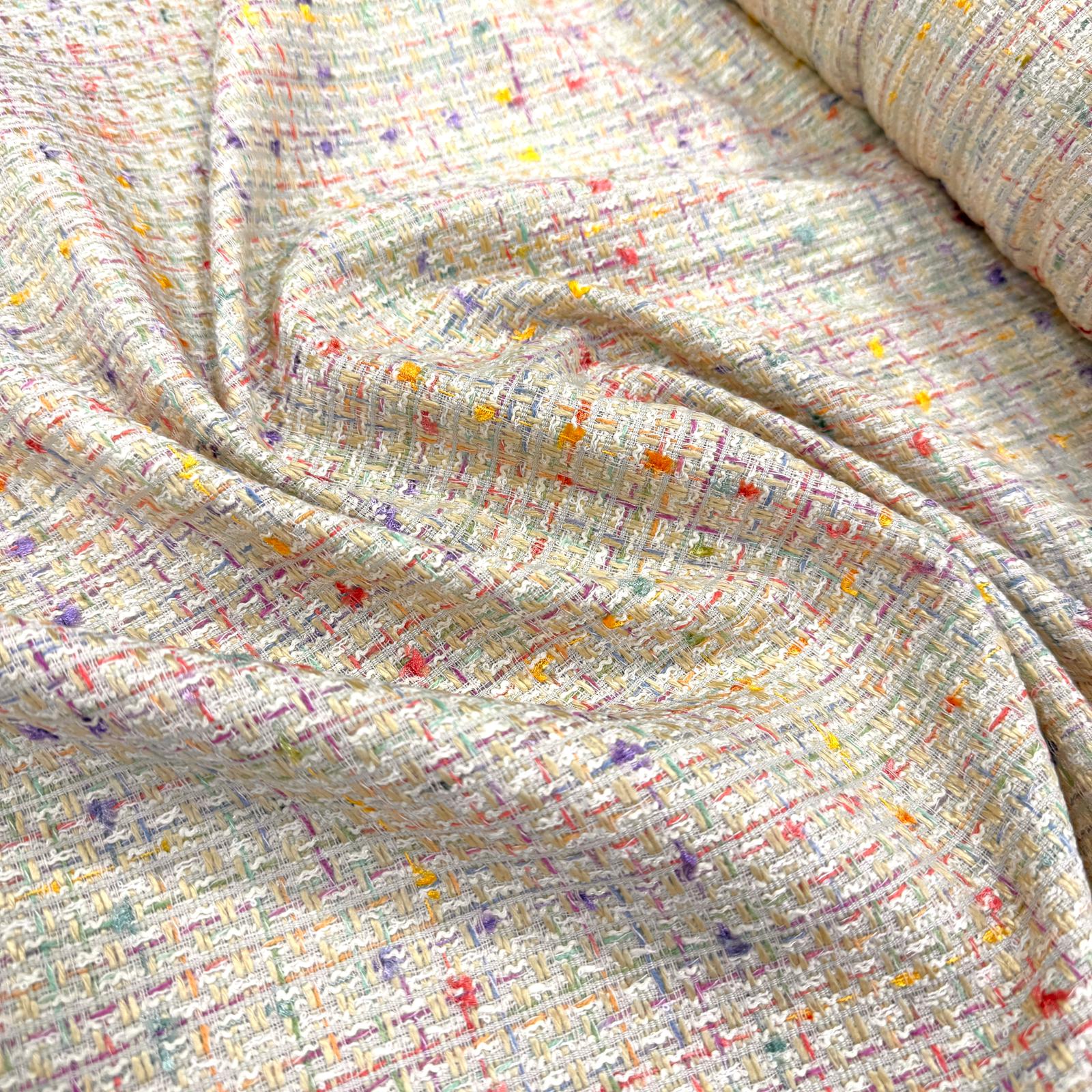 İngiliz Yünlü Vintage Renkli Şanel Kumaş