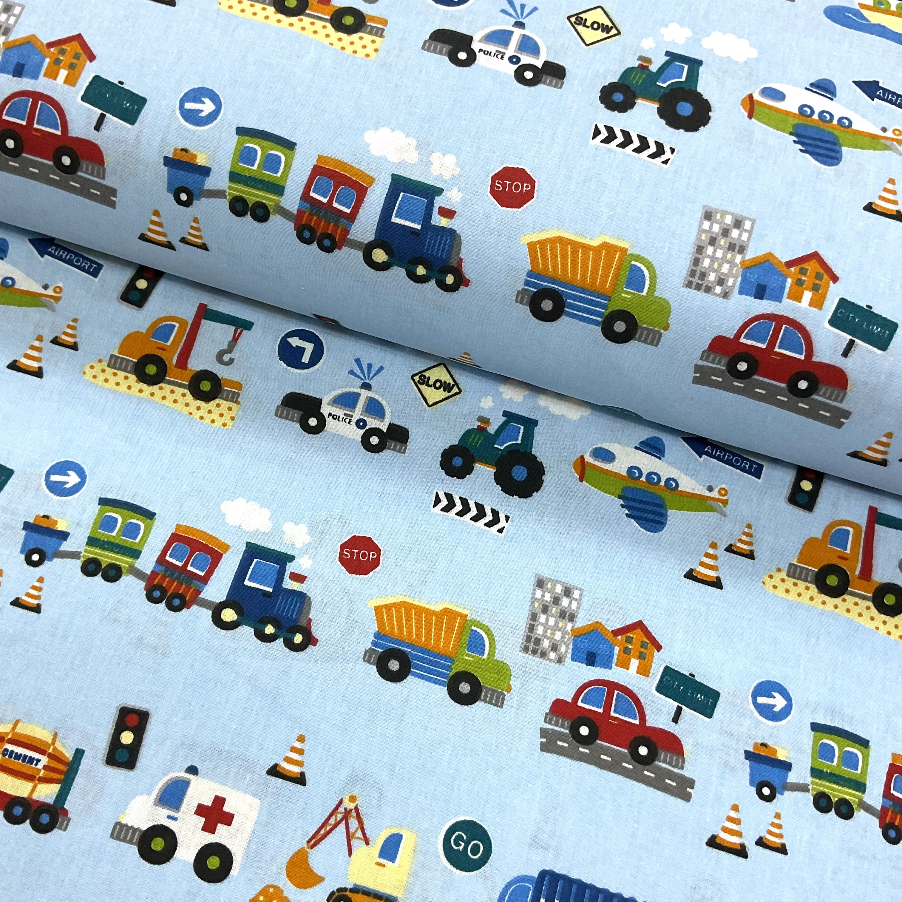 Hafif Defolu Arabalar Premium Poplin Kumaş