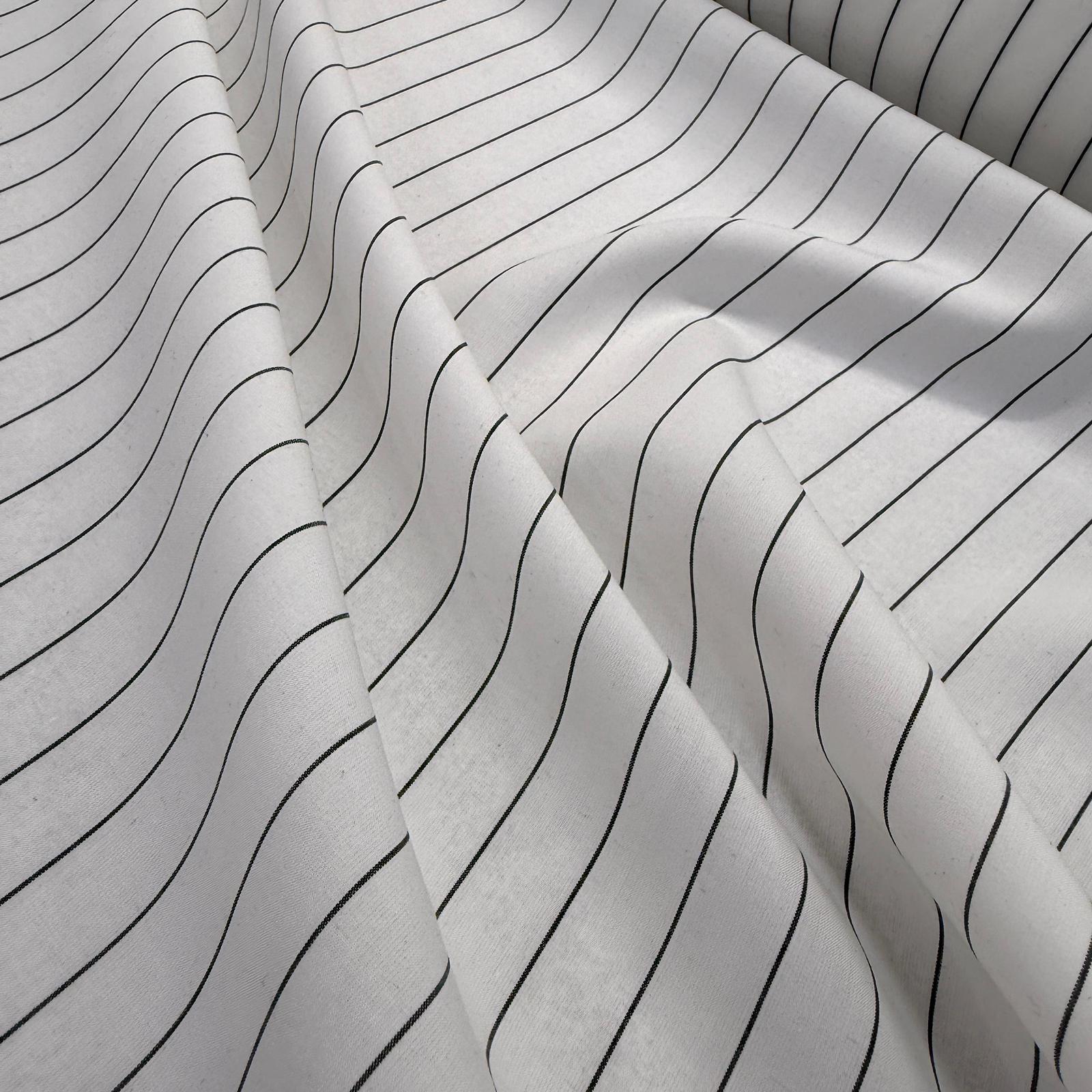 Siyah Çizgili Pamuk Saten Kumaş