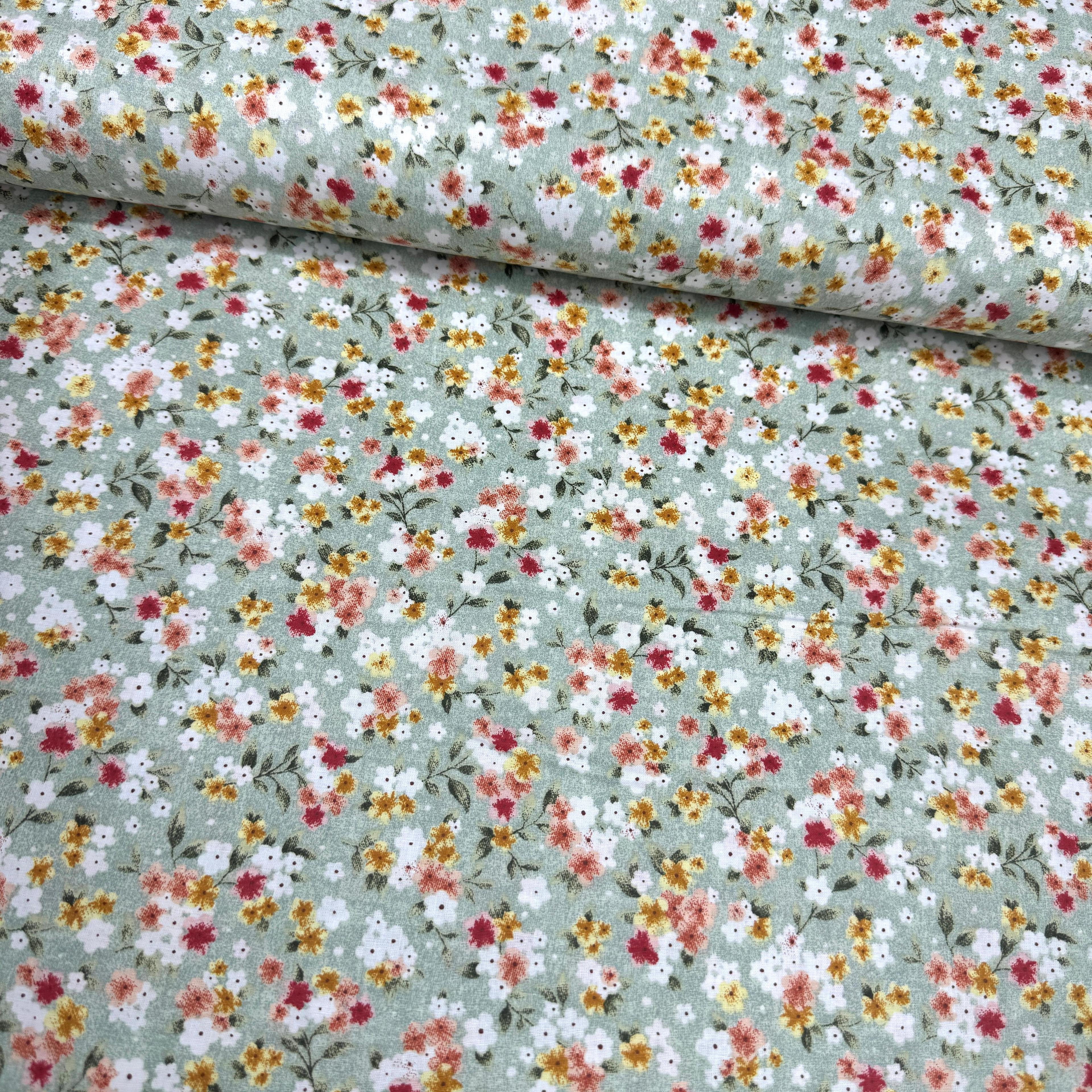 Pastel Çiçekler Poplin Kumaş