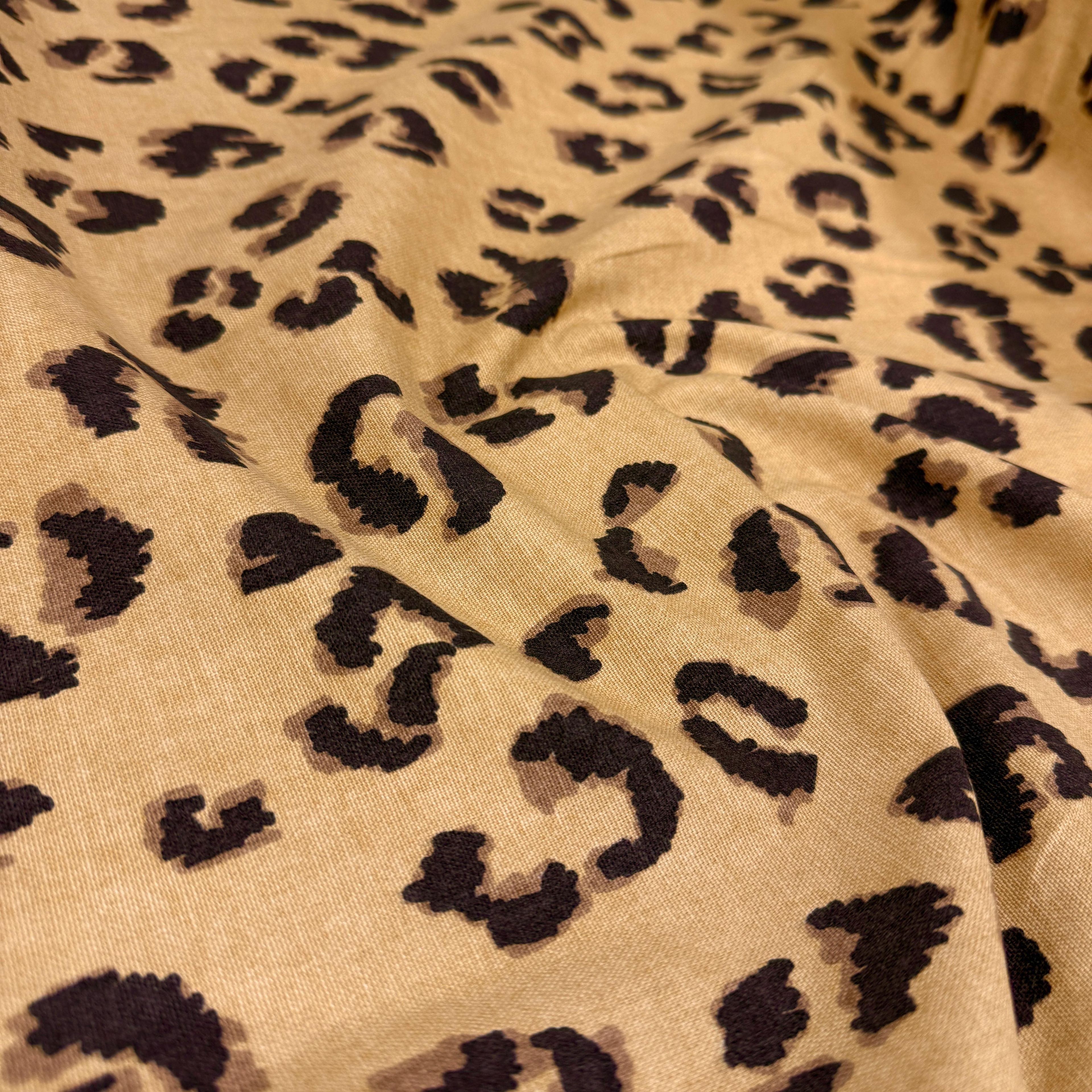 Leopar Pamuk Keten Kumaş