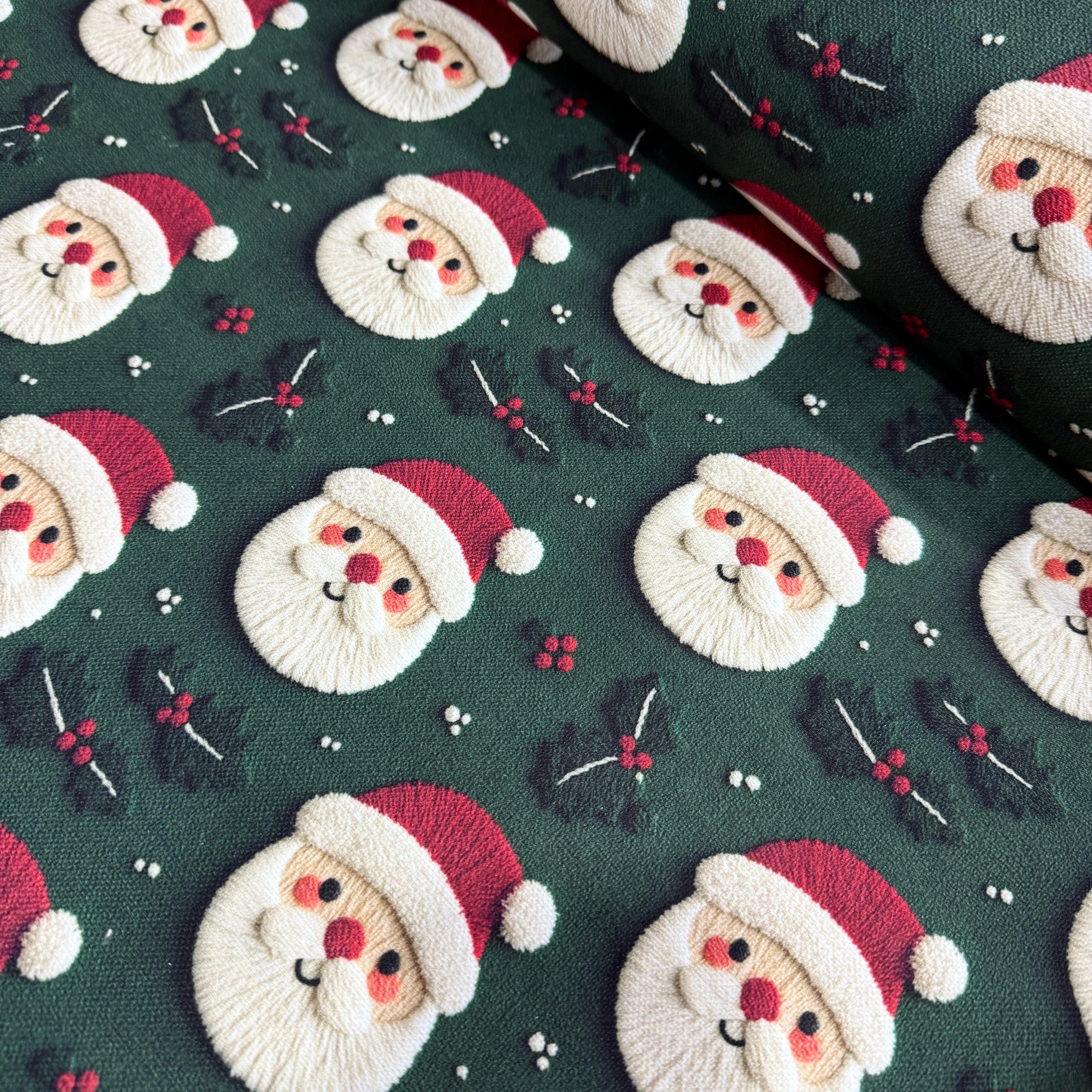 3D Yeşil Noel Baba Dijital Baskı Kumaş