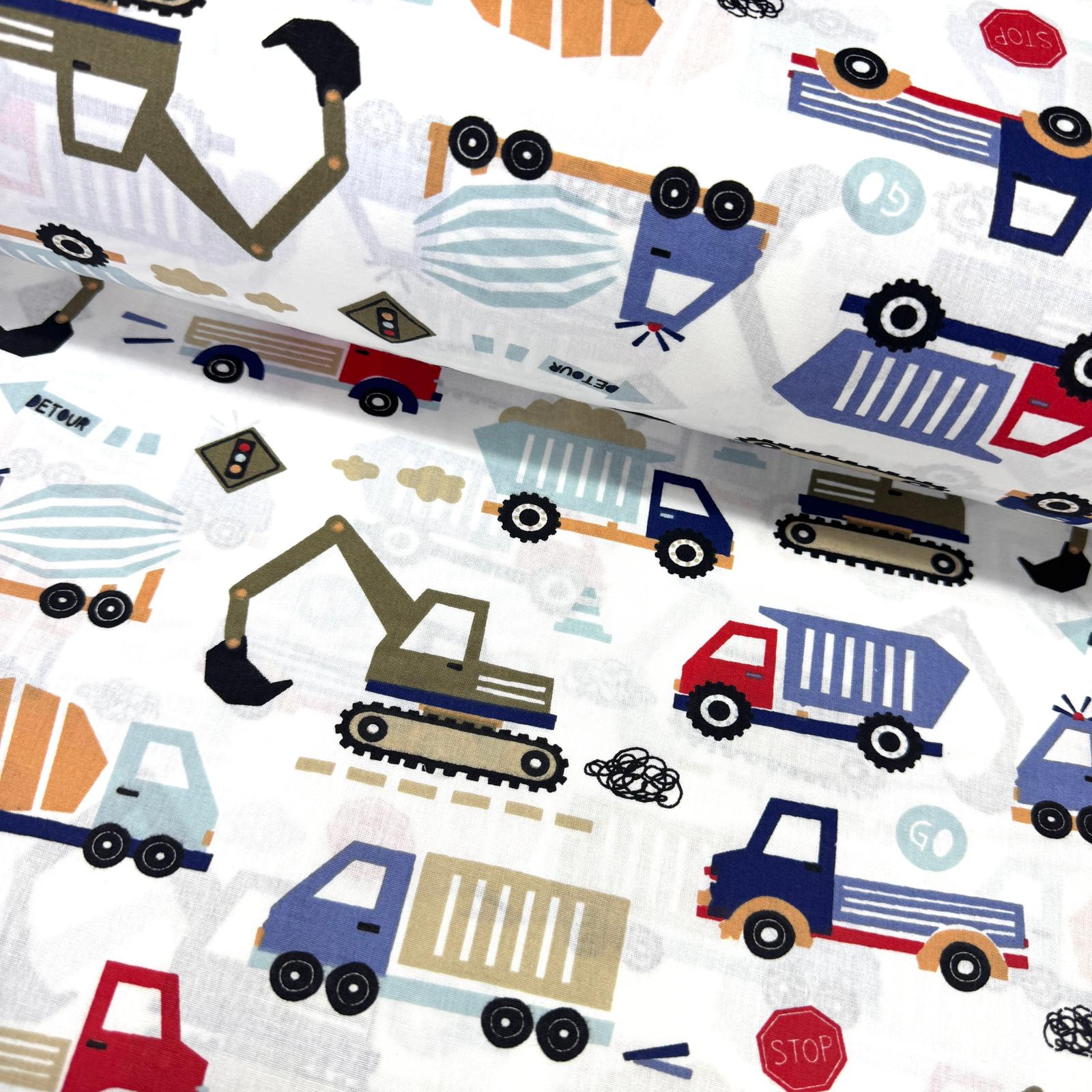 İnşaat Kamyonları Poplin Kumaş