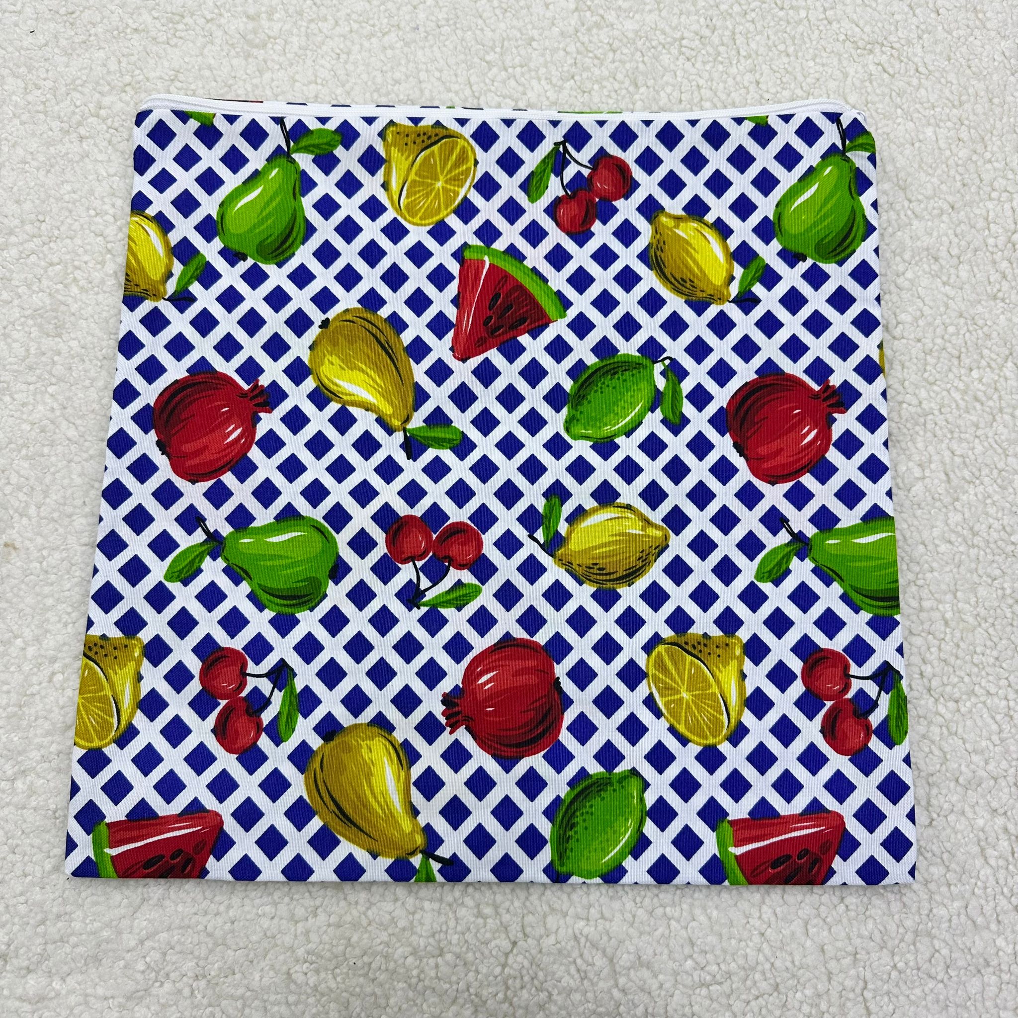 Meyveler Saks Mavi 40*40 Fermuarlı Kırlent