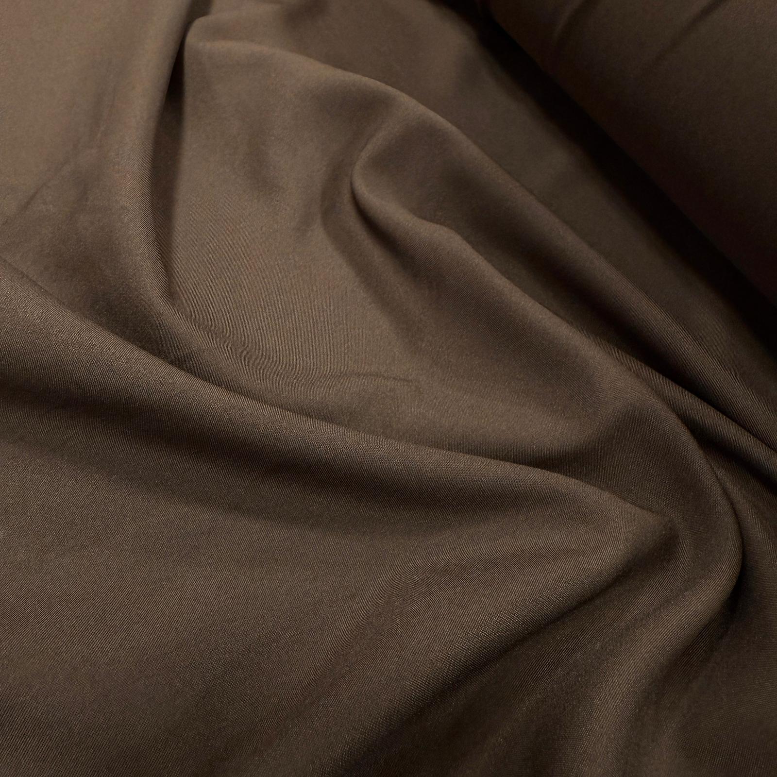 Düz Eponj İpek Astar Kumaş - Koyu Kahverengi