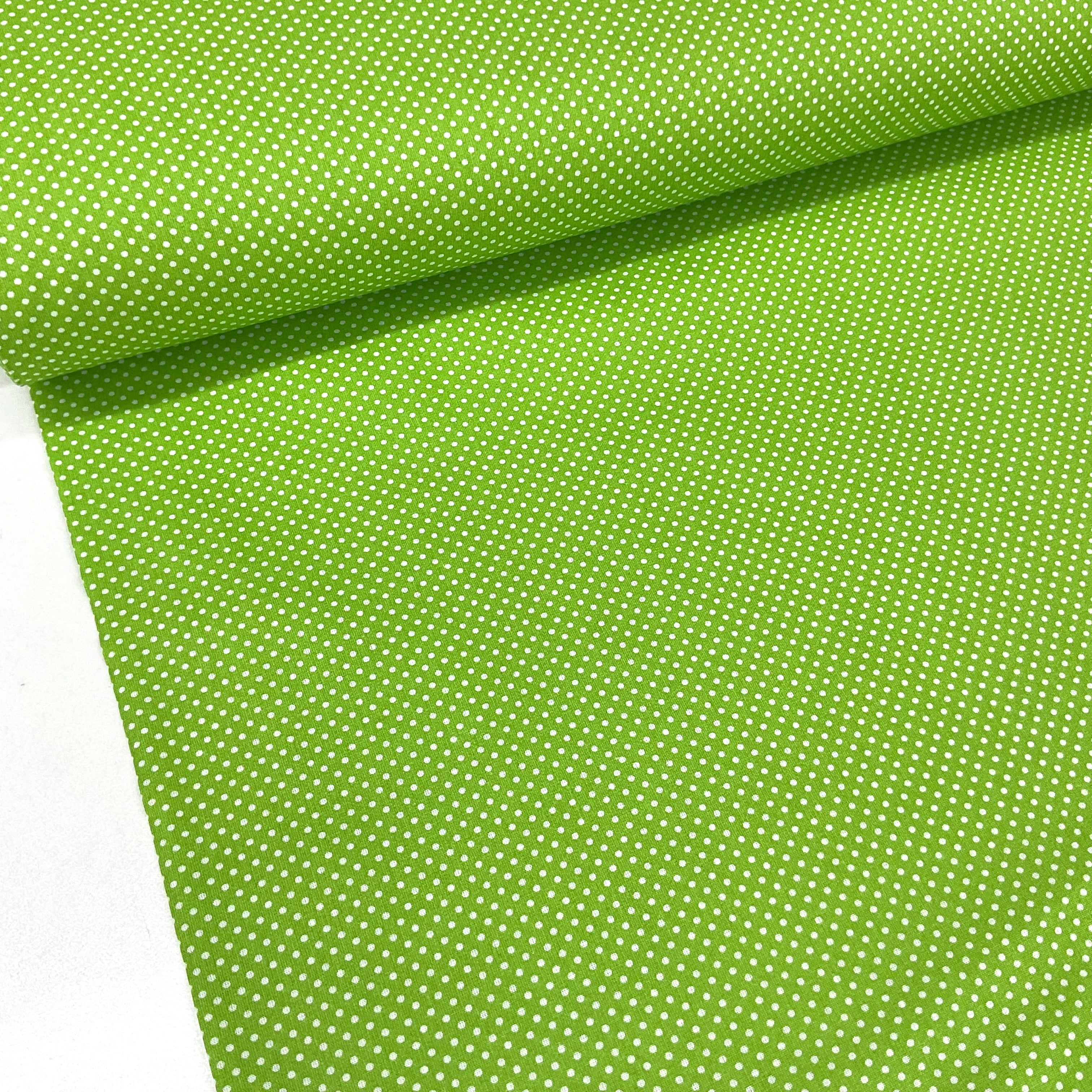 Yeşil Puantiye Poplin Kumaş