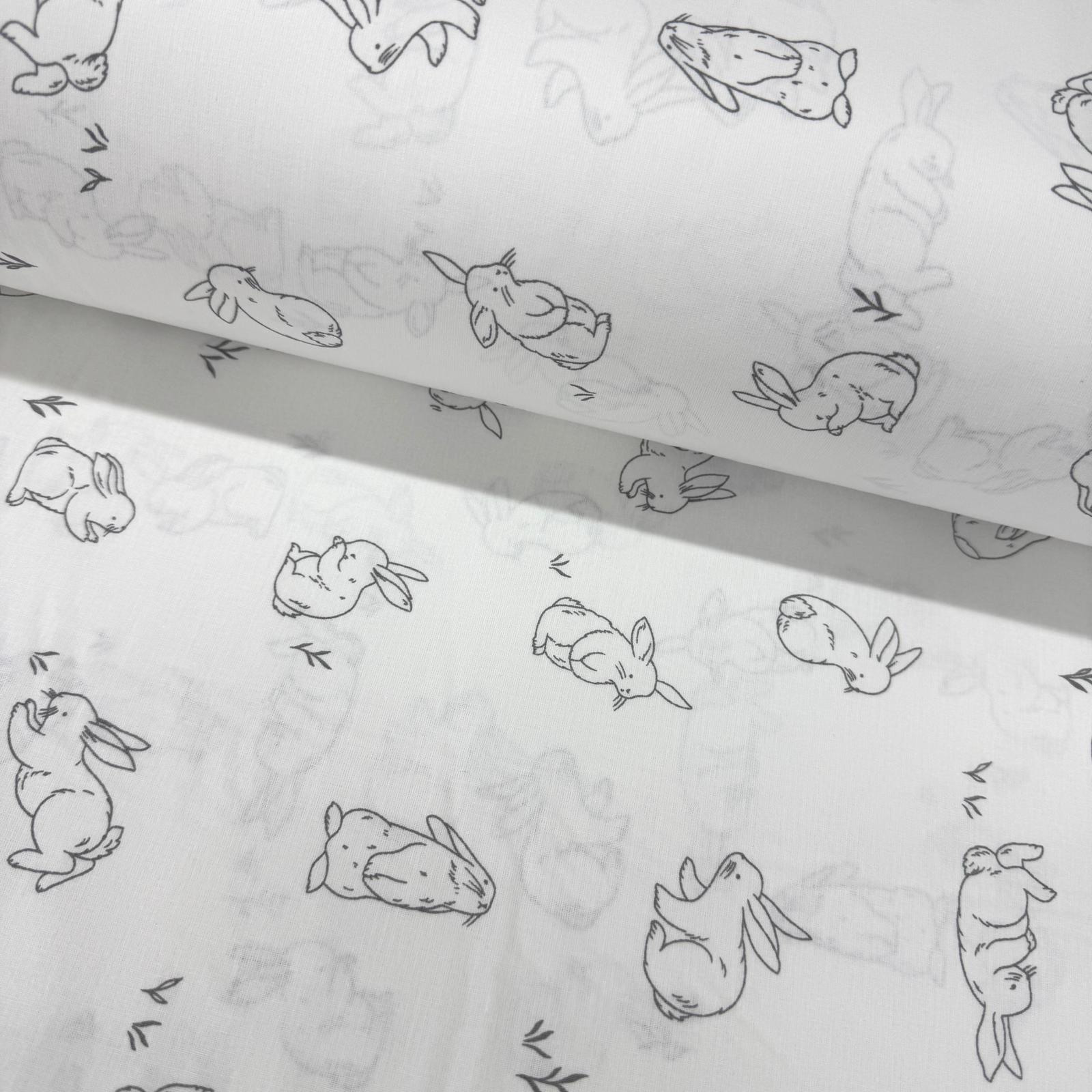 Sade Tavşanlar Poplin Kumaş