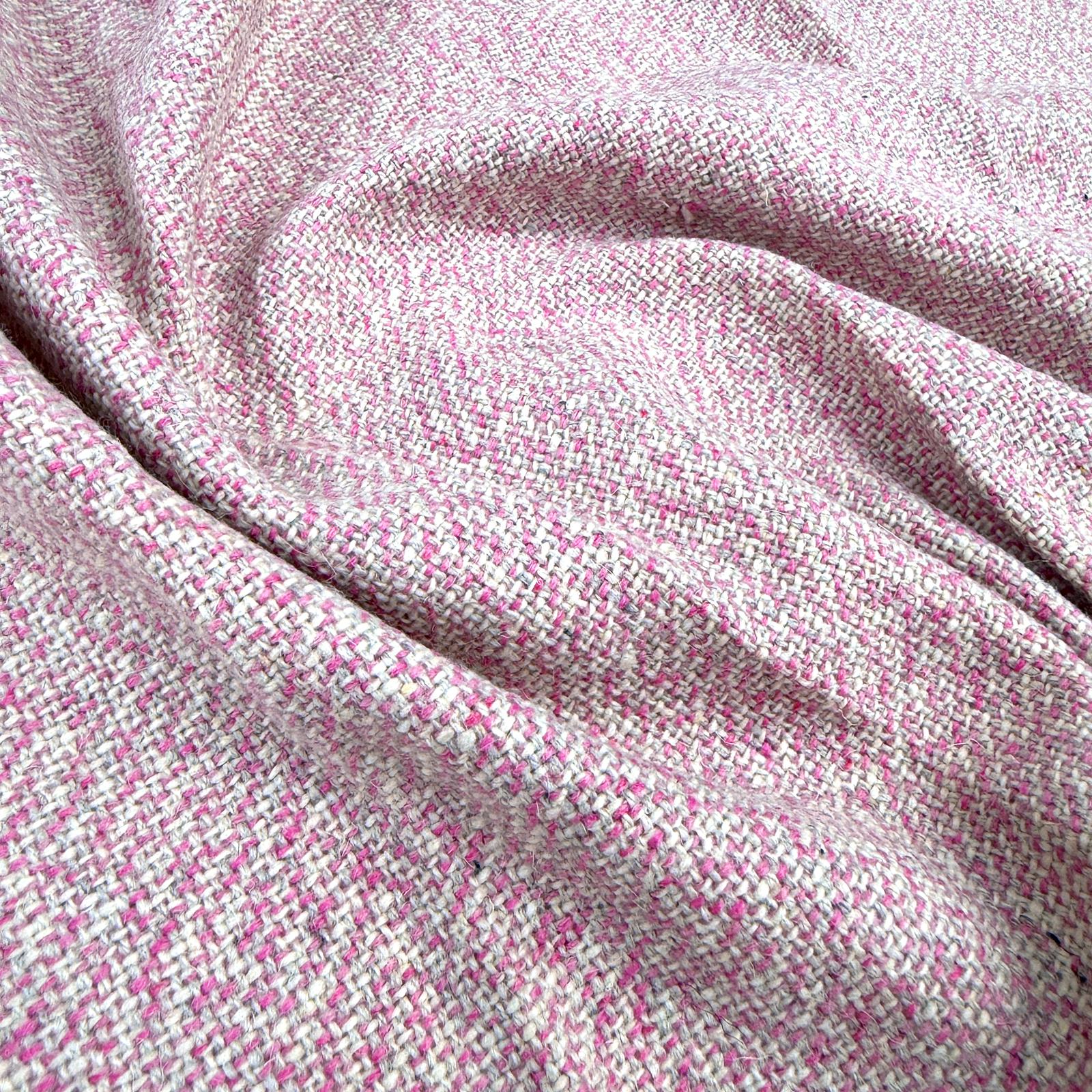 İngiliz Yünlü Vintage Pembe Şanel Kumaş