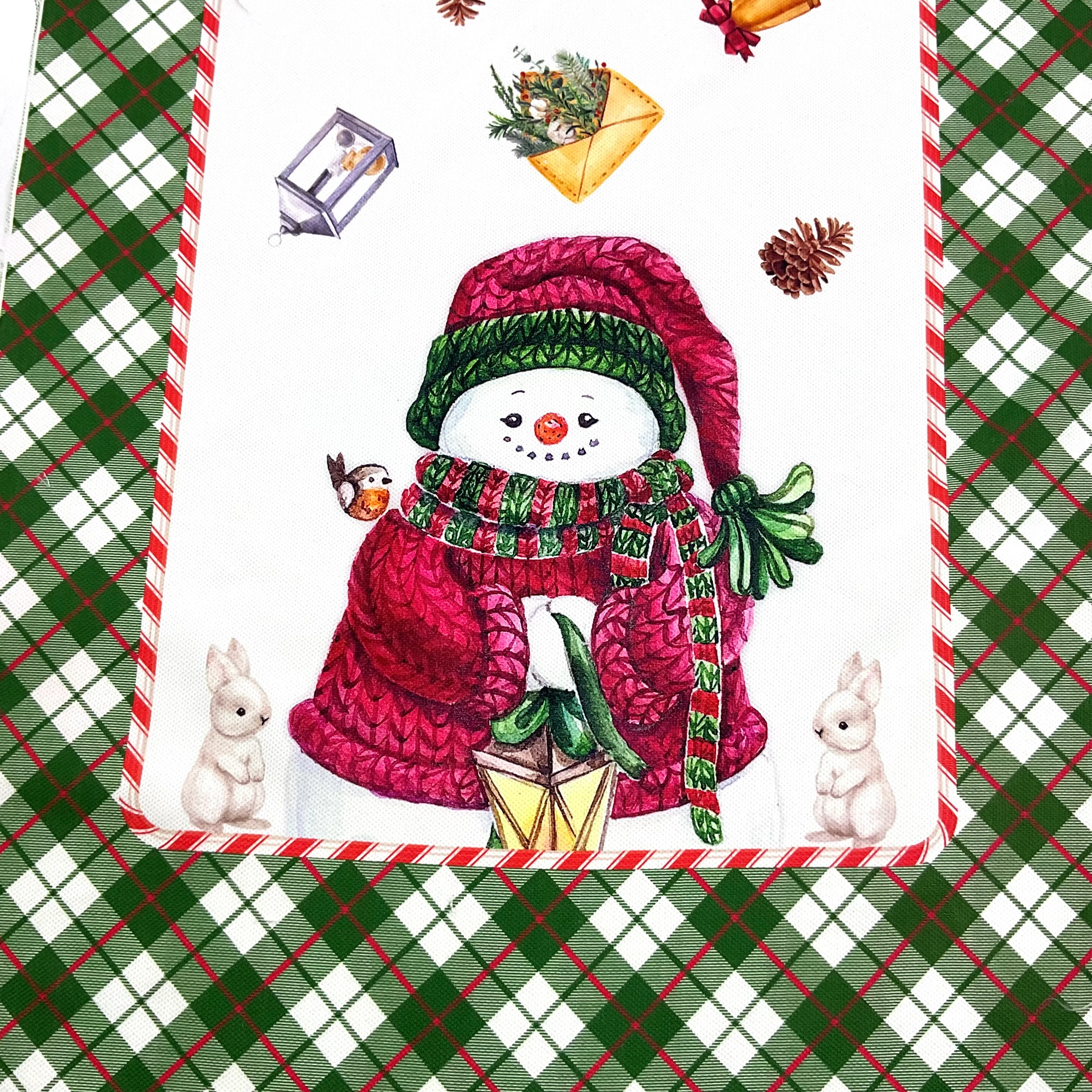 Yeşil Yılbaşı Runner Dijital Baskı Kumaş