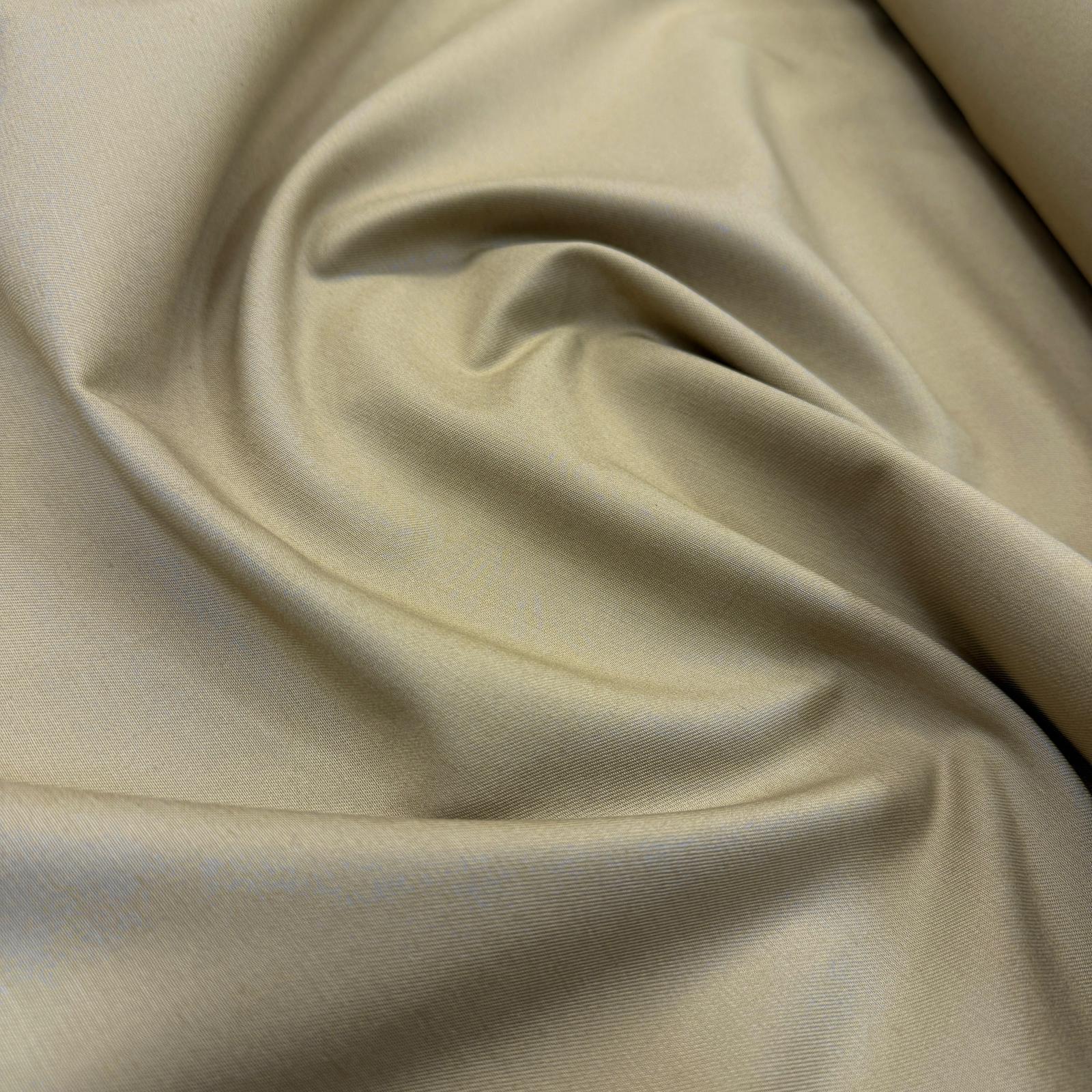 Yeşilimsi Bej Likralı Pamuk Gabardin Kumaş