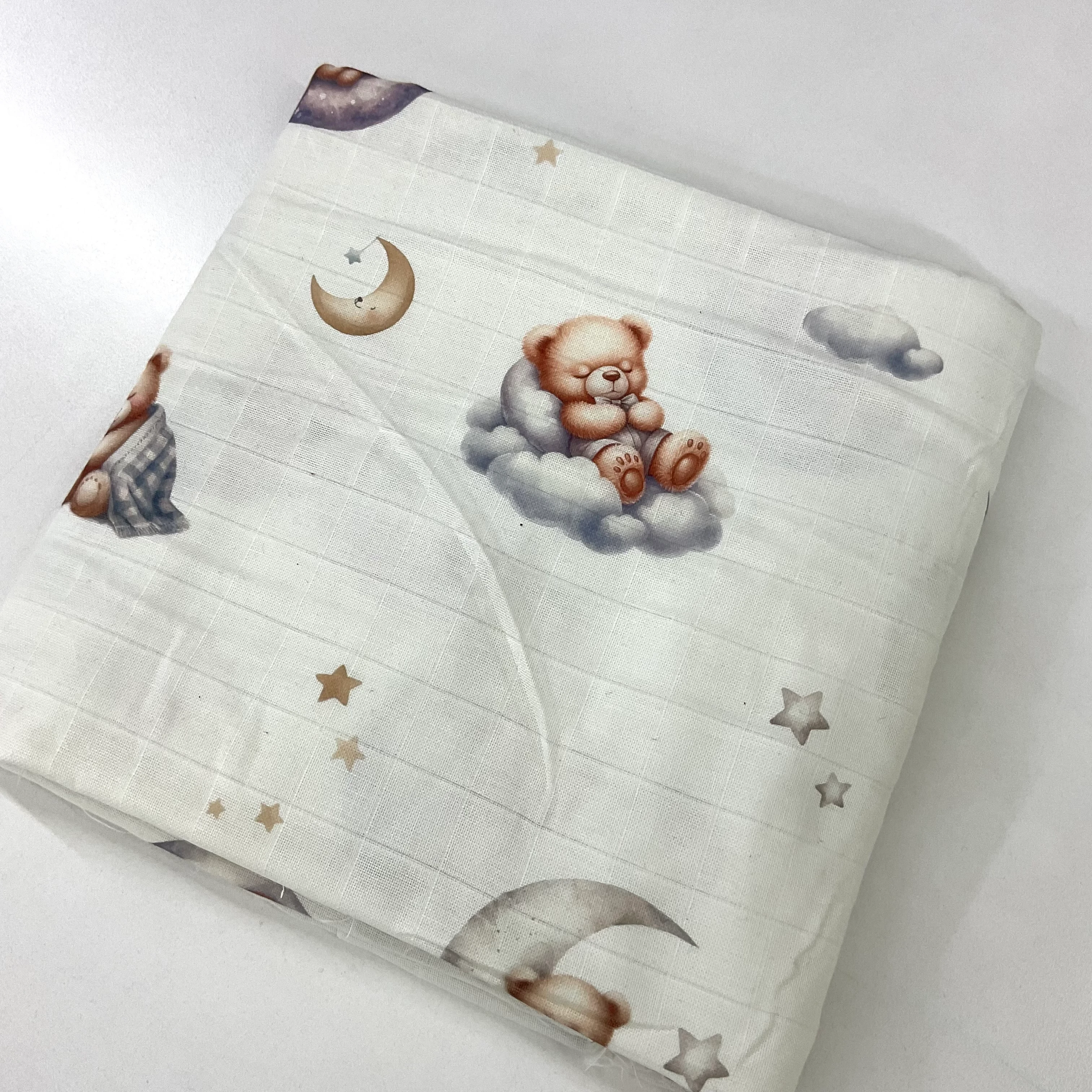 Uykucu Ayılar 100*160 cm Parça Müslin Kumaş