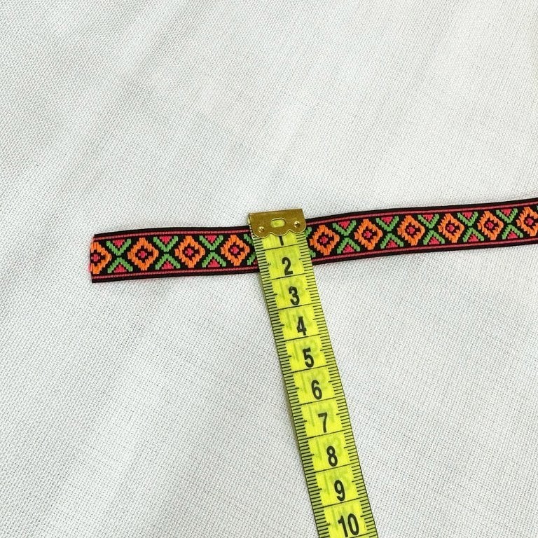 Küçük Baklava Desenli Şerit Turuncu 1.5cm