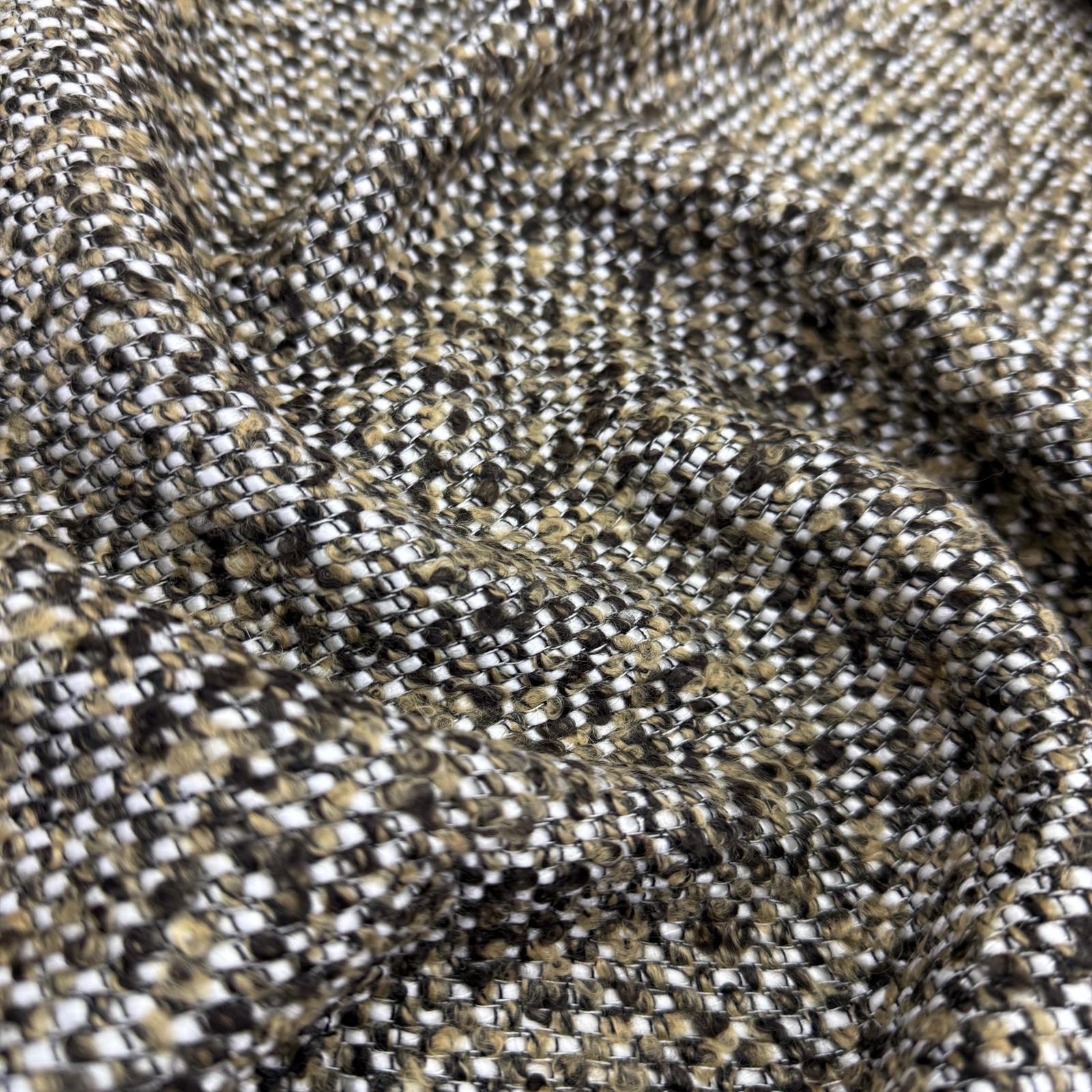 İngiliz Yünlü Kahve Beyaz Şanel Kumaş