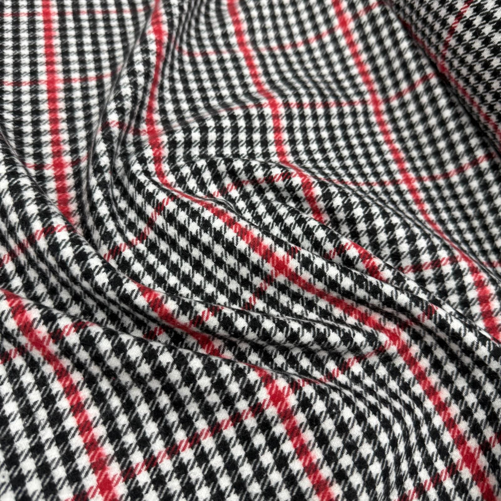 Siyah Kırmızı Kazayağı Oduncu Kumaş