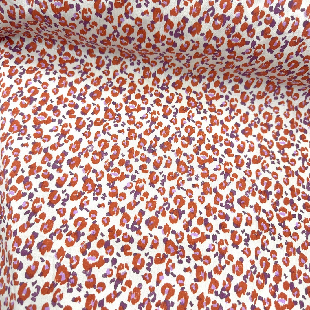 Turuncu Leopar Premium Poplin Kumaş