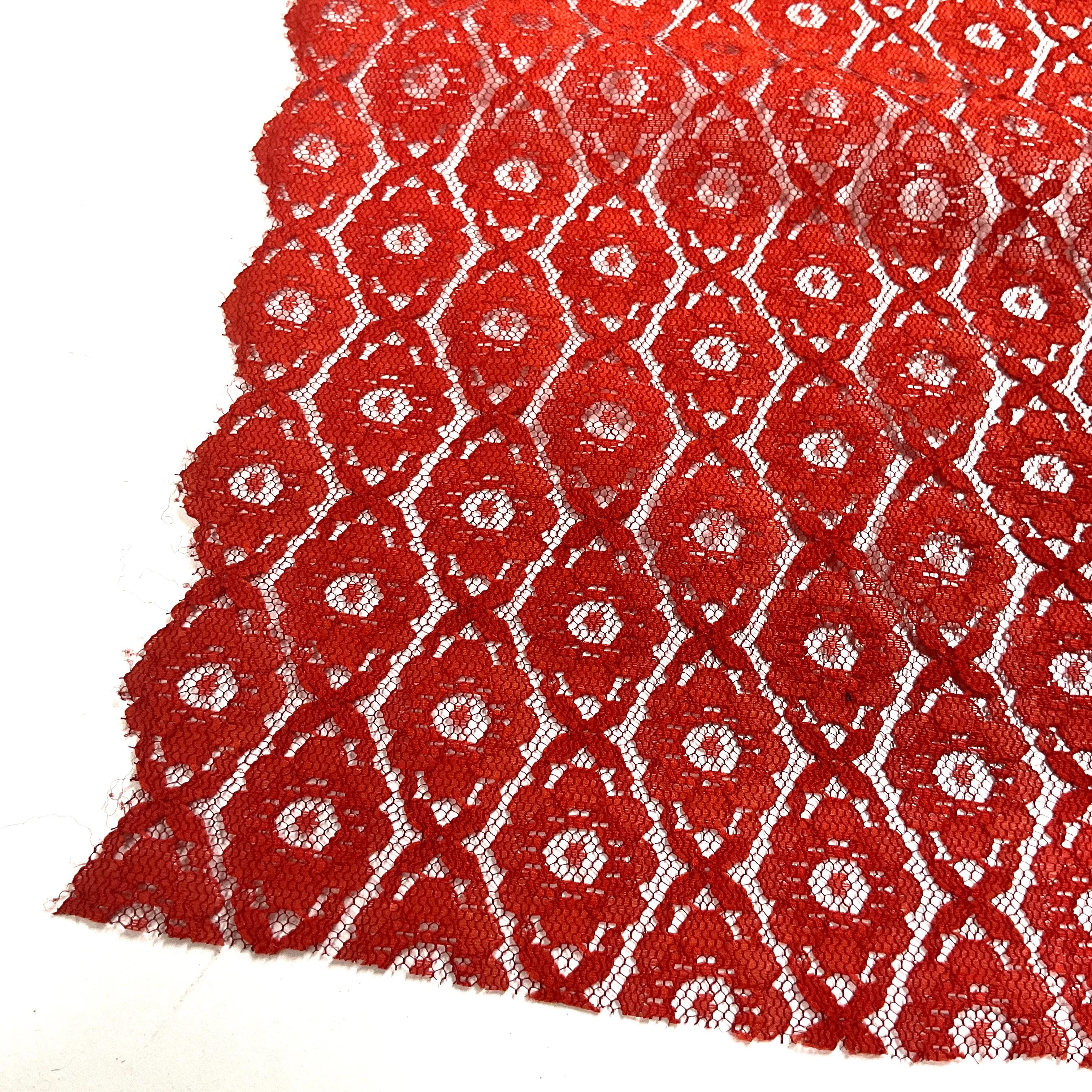 Kırmızı  100*100 Cm Dantel Kumaş