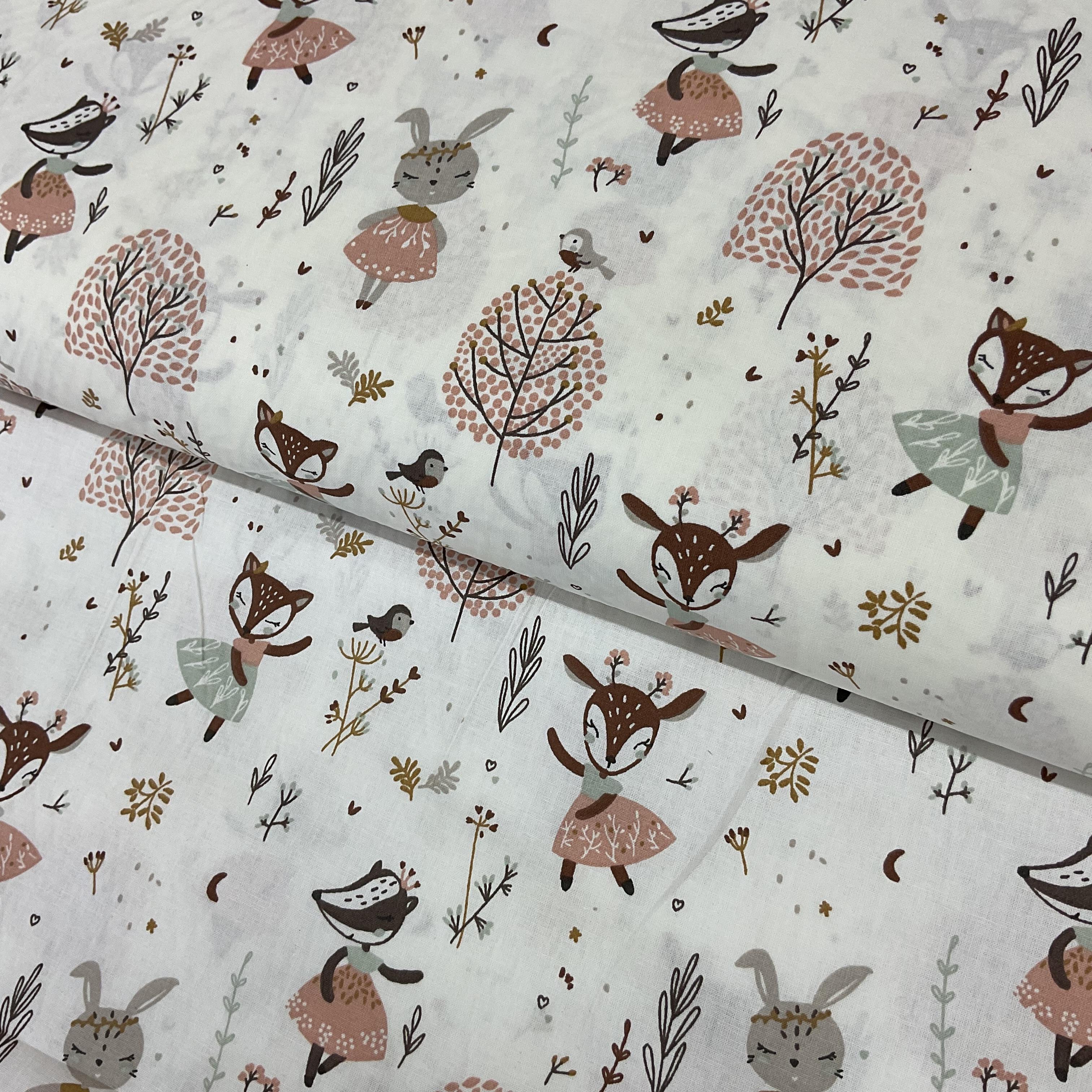 Neşeli Geyik Premium Poplin Kumaş