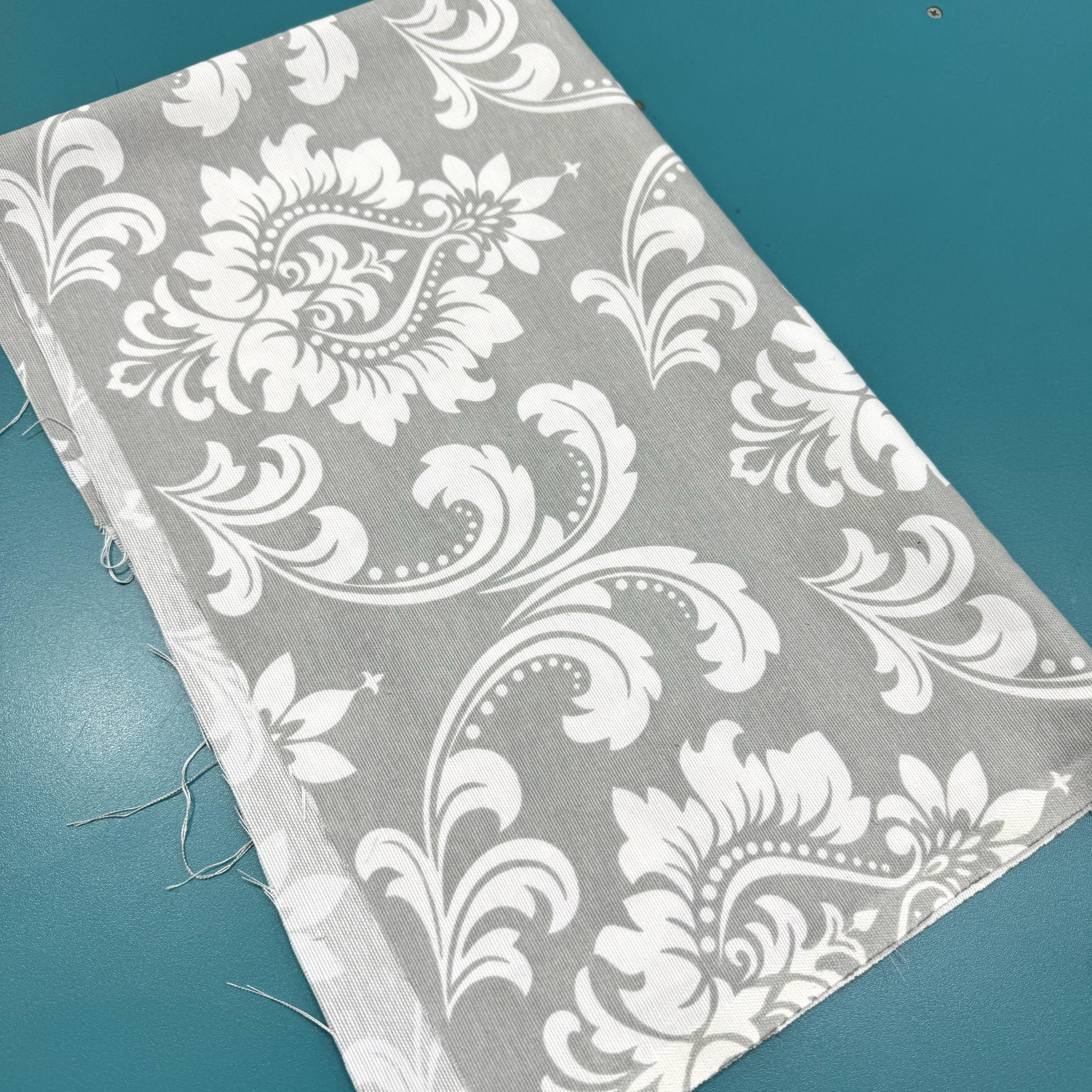 Gri Damask 50*90 cm Parça Panama Keten Kumaş