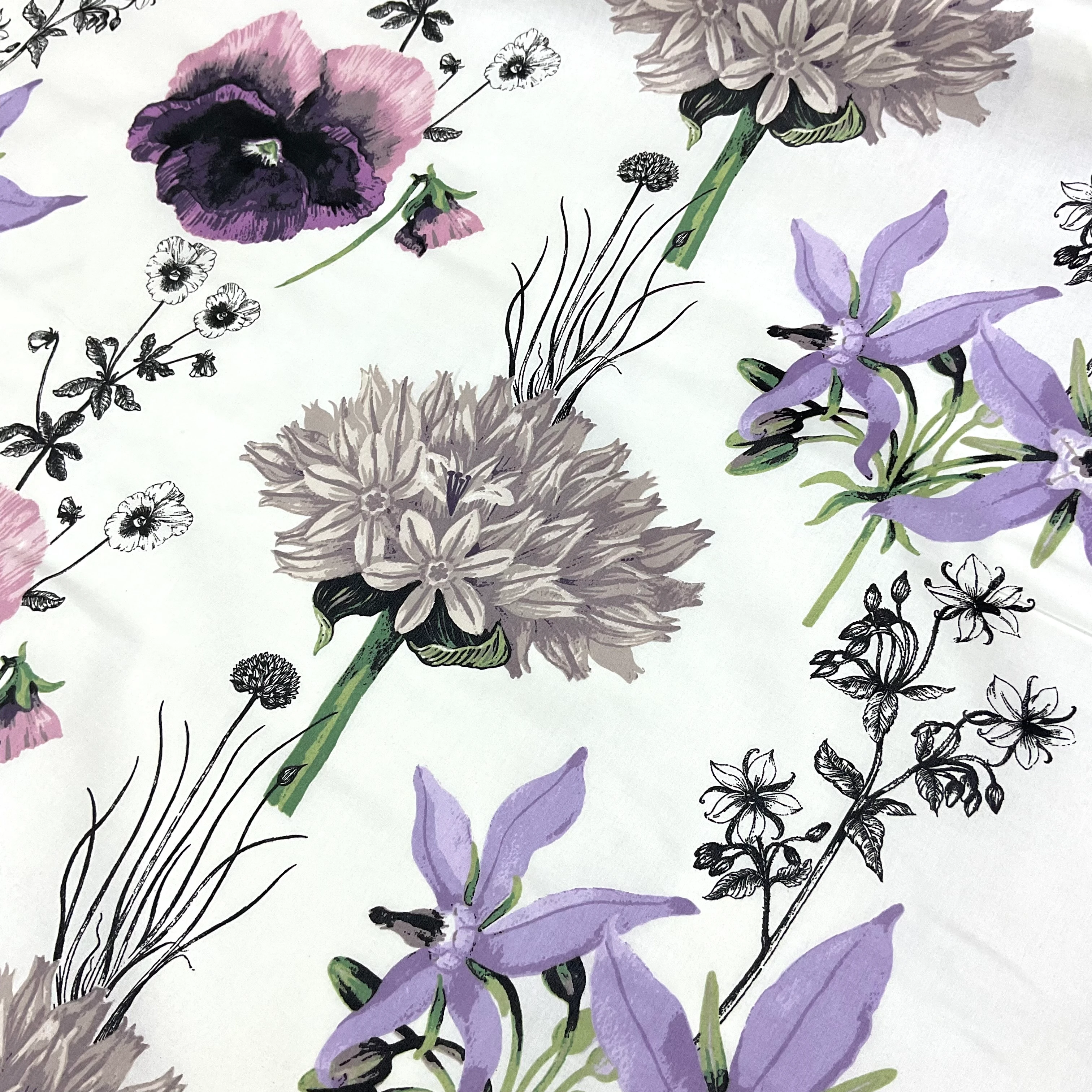 Çiçekler Sert Poplin Kumaş