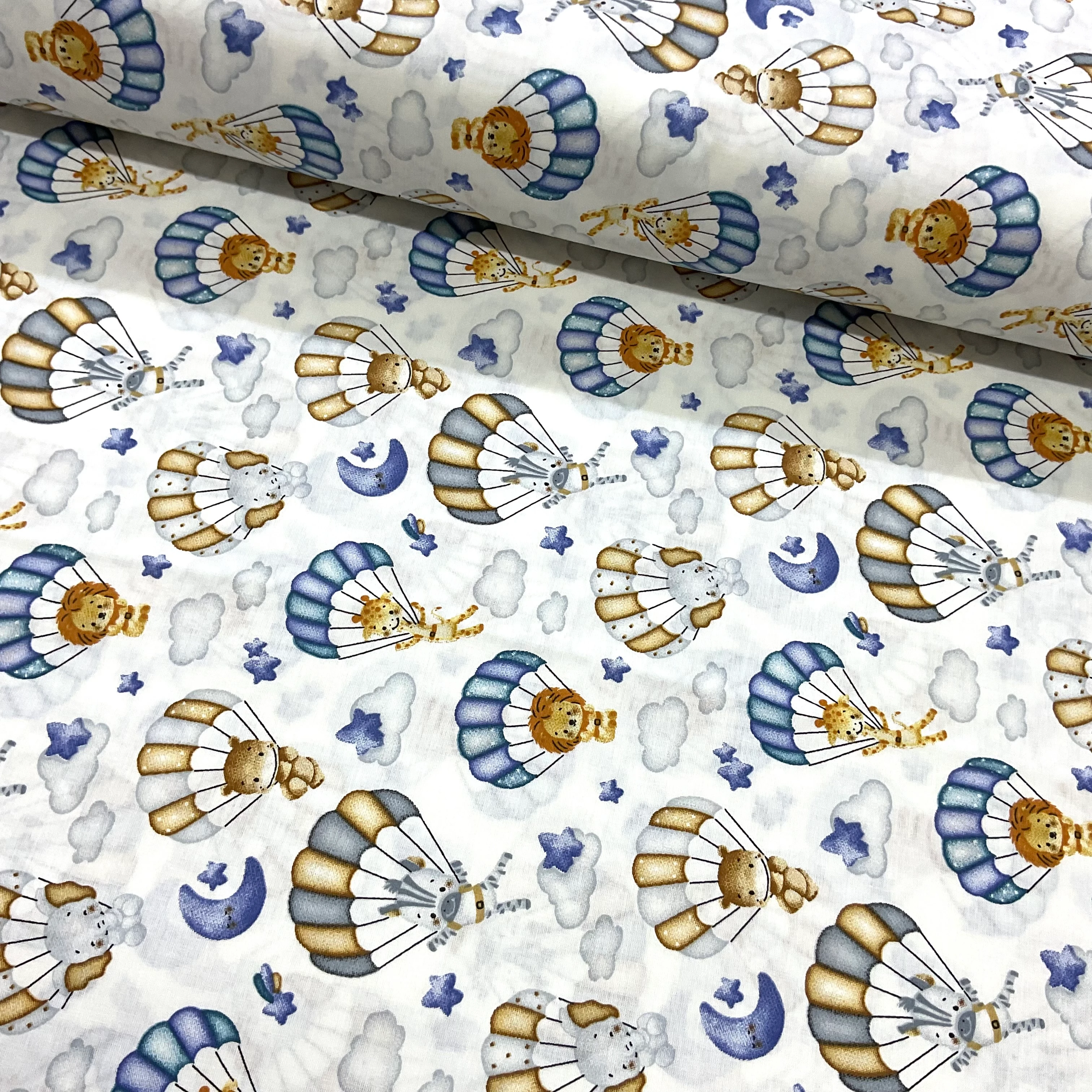 Paraşütlü Aslanlar Poplin Kumaş