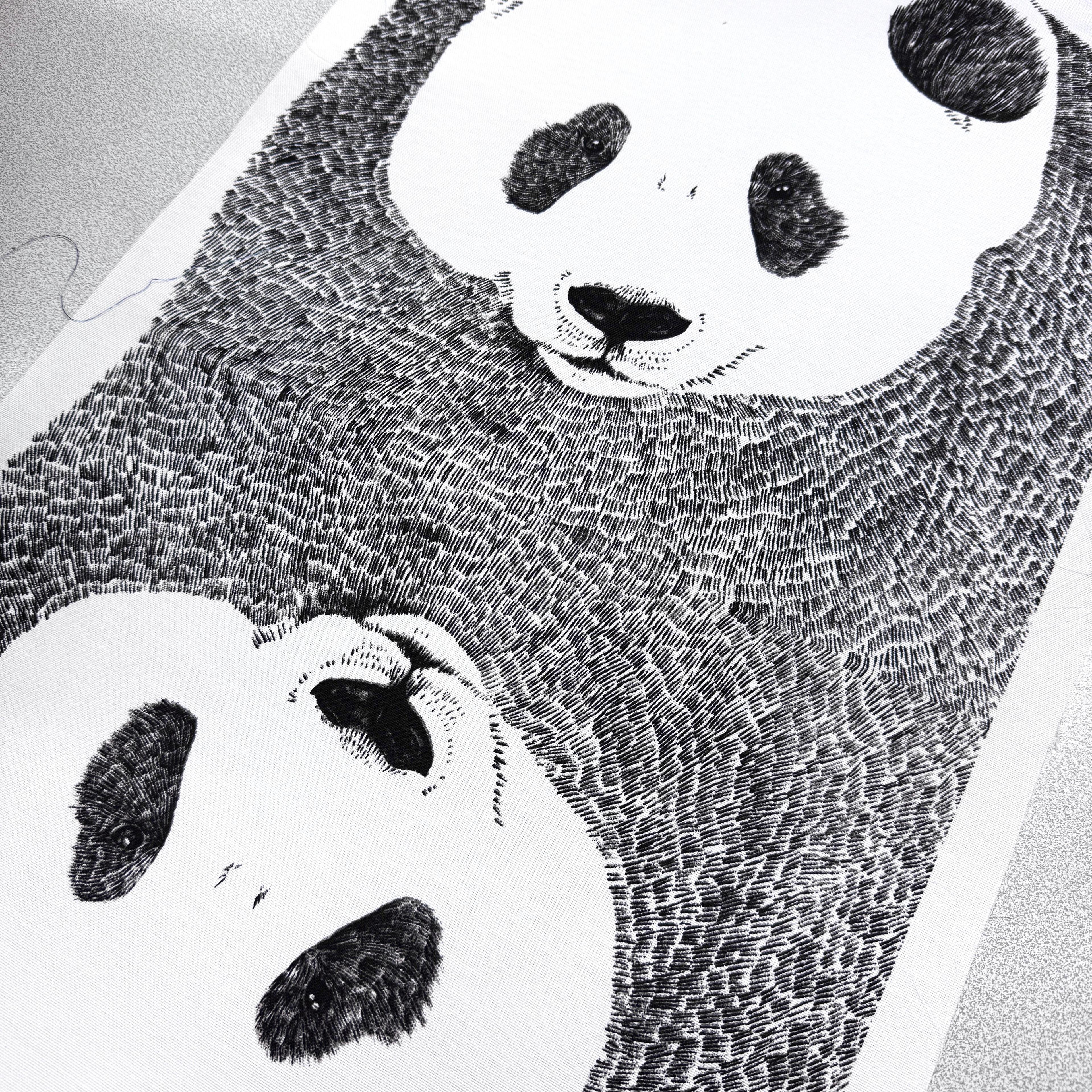 Black Pandas 90*45 Cm Pano Çantalık Pano Duck Kumaş