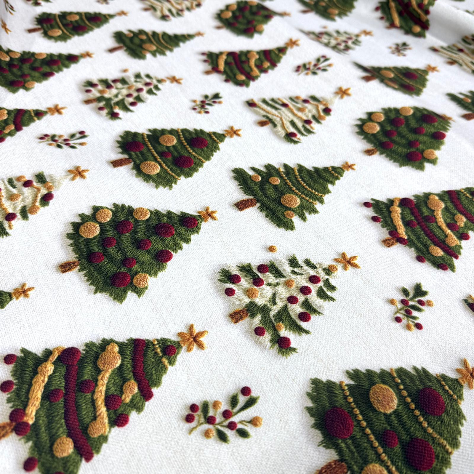 3D Yılbaşı Ağaçları Dijital Baskı Kumaş