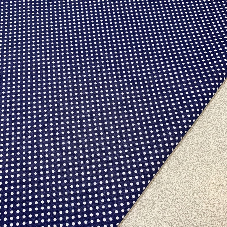 Lacivert Küçük Puantiyeli Poplin Kumaş