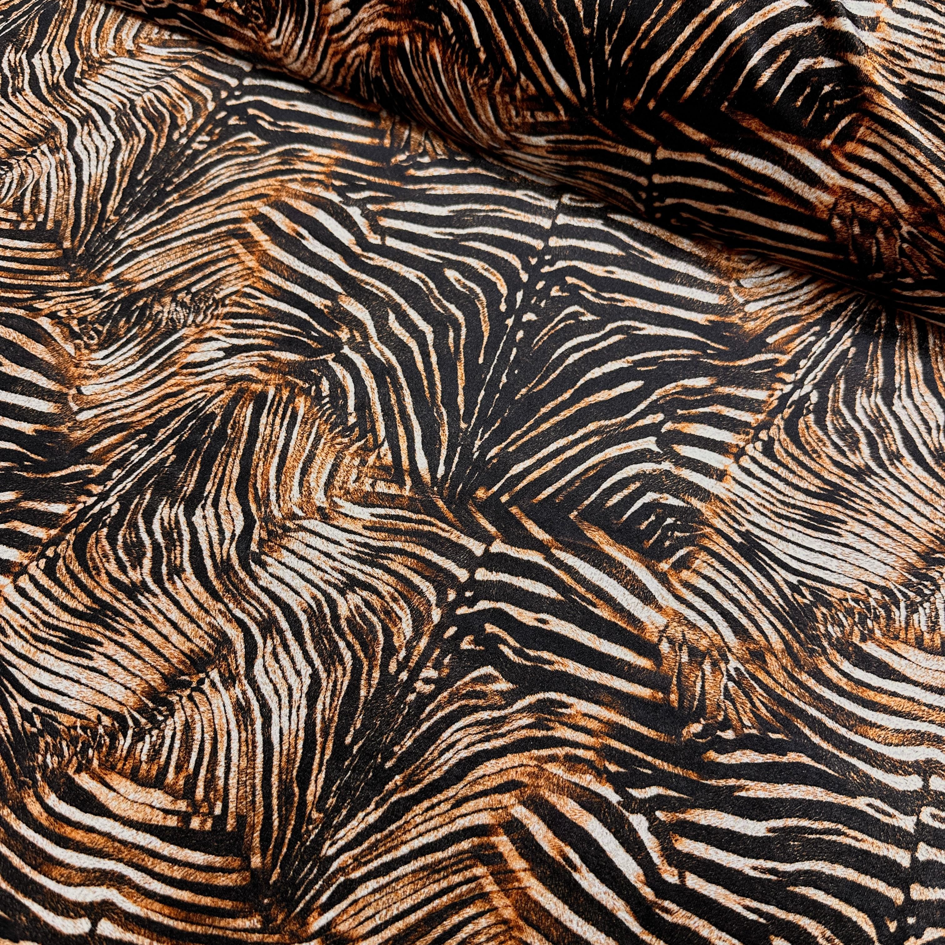 Zebra Derisi Likralı İpek Kadife Kumaş