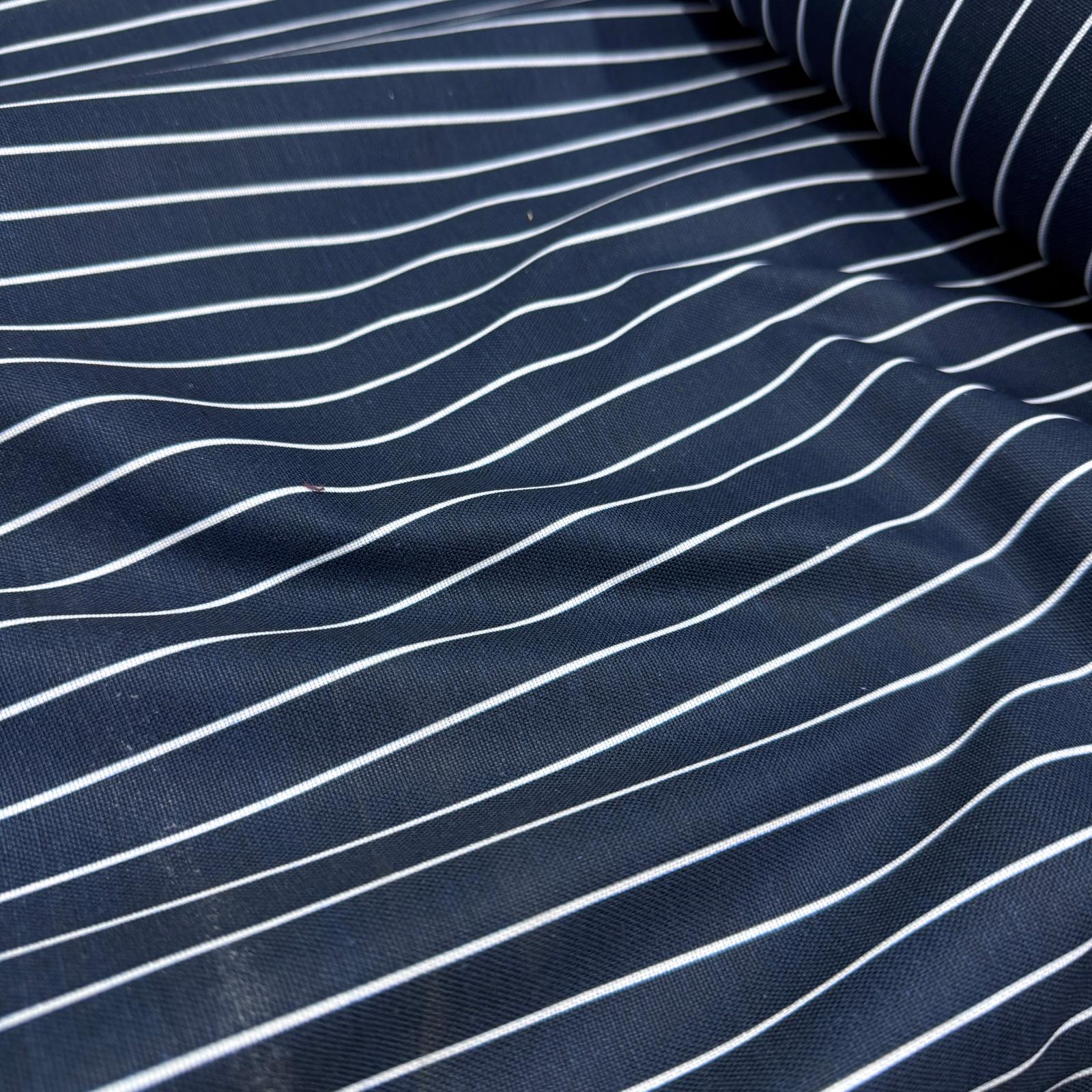 1-A Hafif Defolu Lacivert Çizgili Dijital Duck Bezi