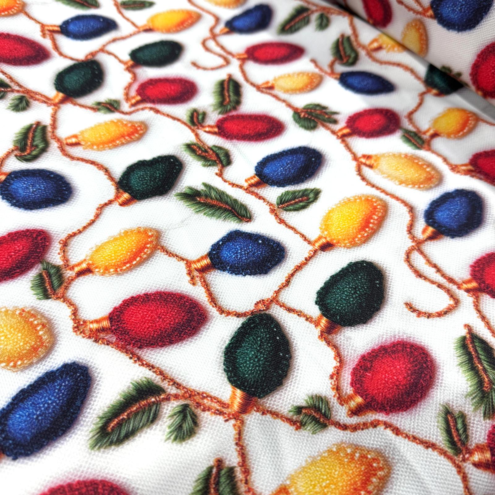 3D Yılbaşı Lambaları Dijital Baskı Kumaş